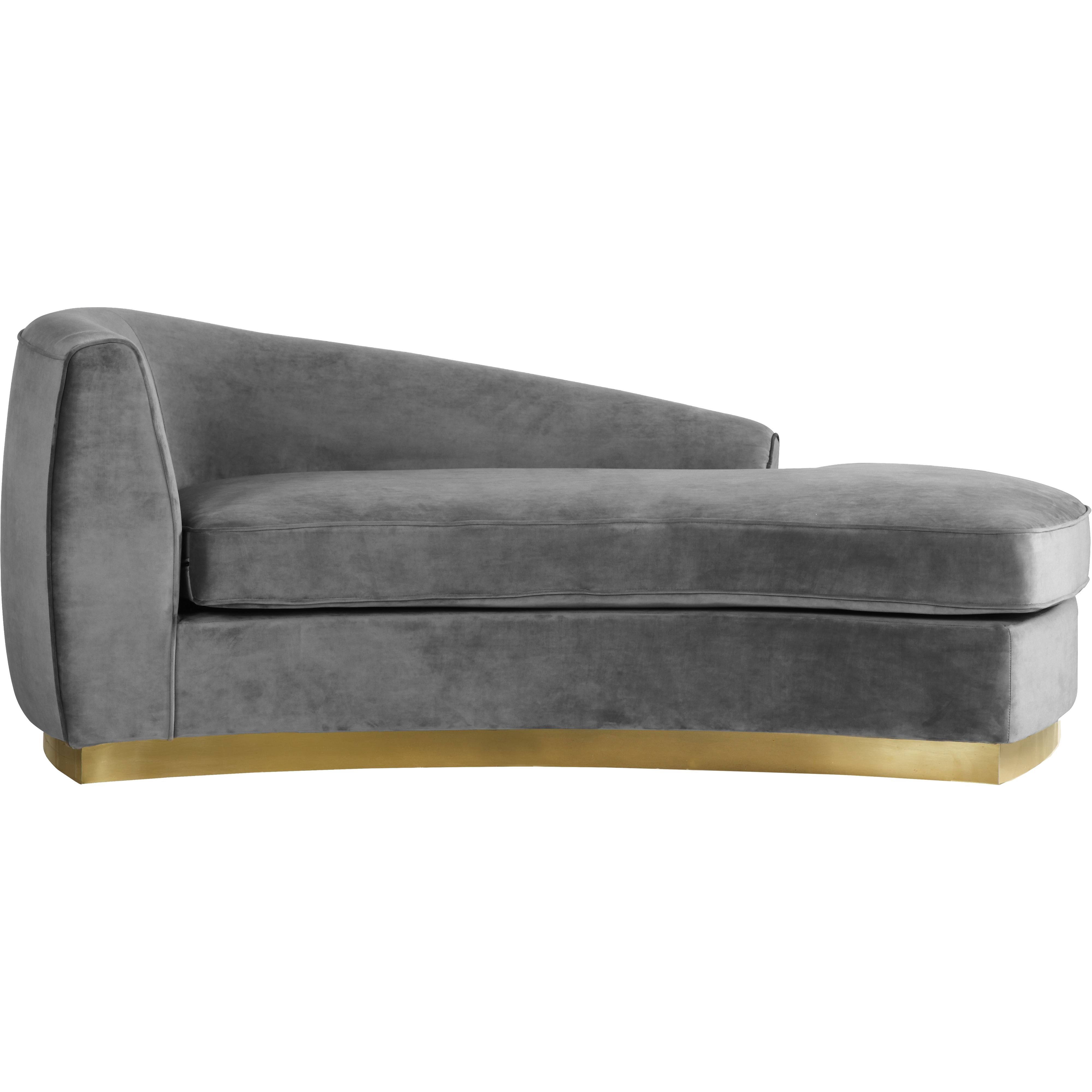 Meridian Julian Grey Velvet Chaise