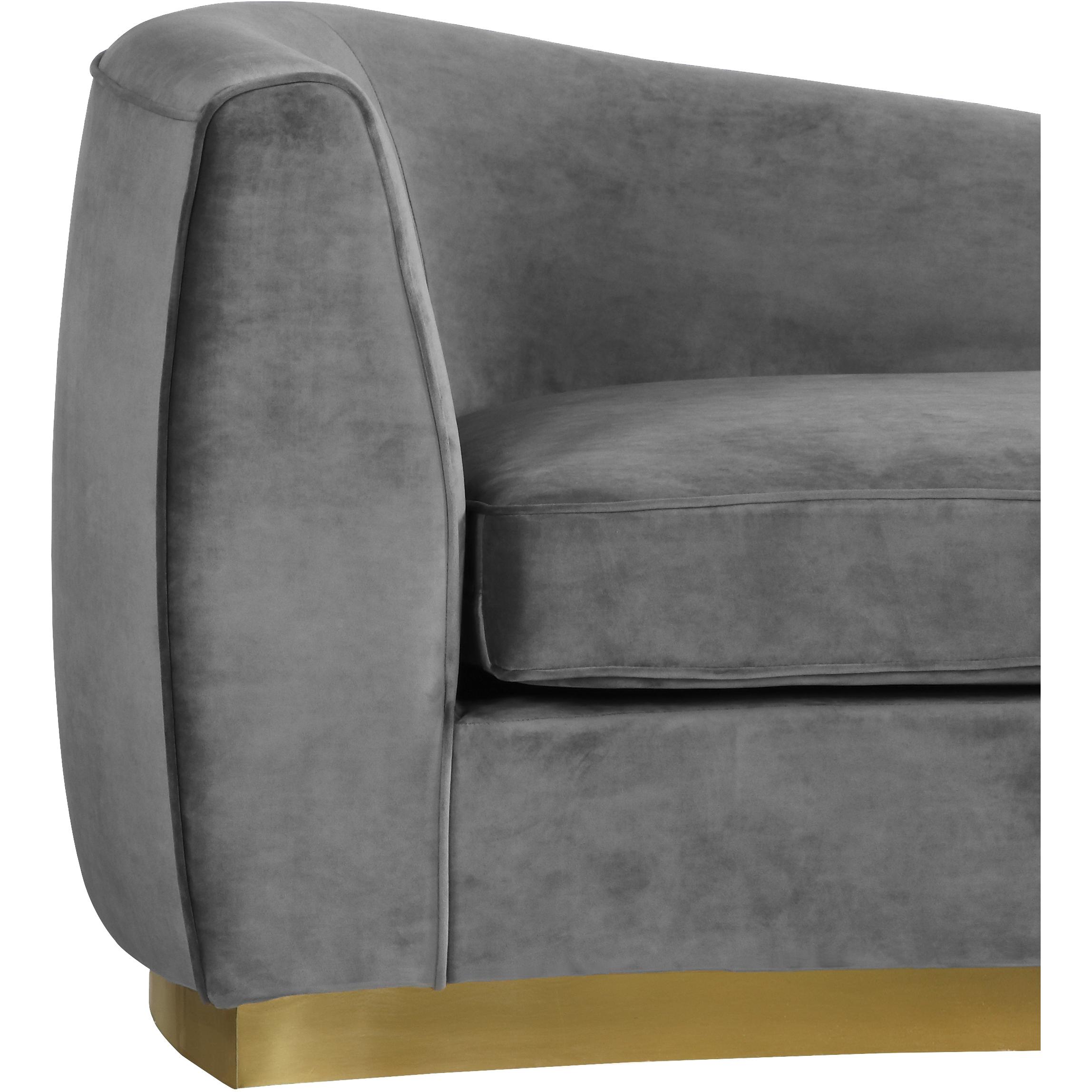 Meridian Julian Grey Velvet Chaise