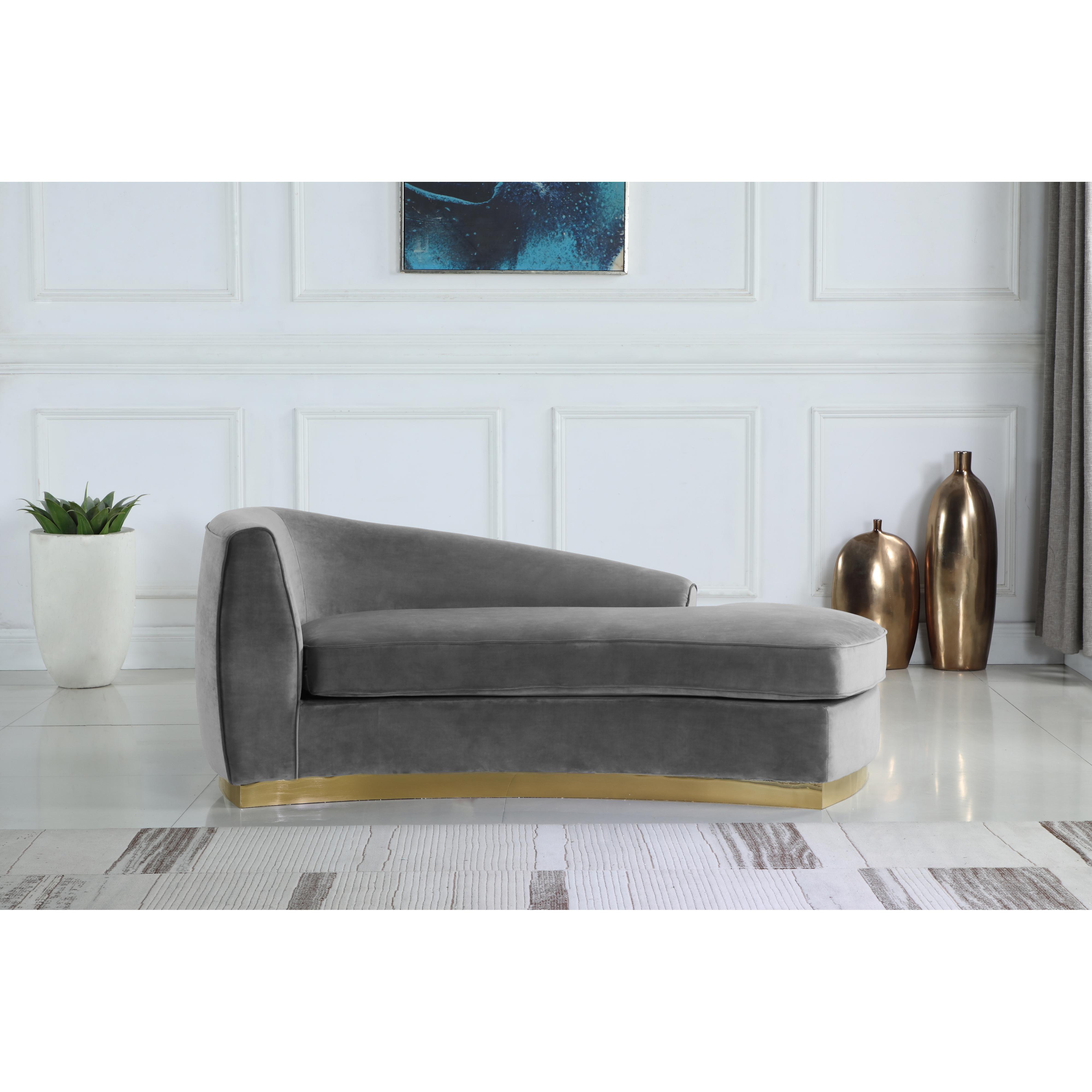 Meridian Julian Grey Velvet Chaise