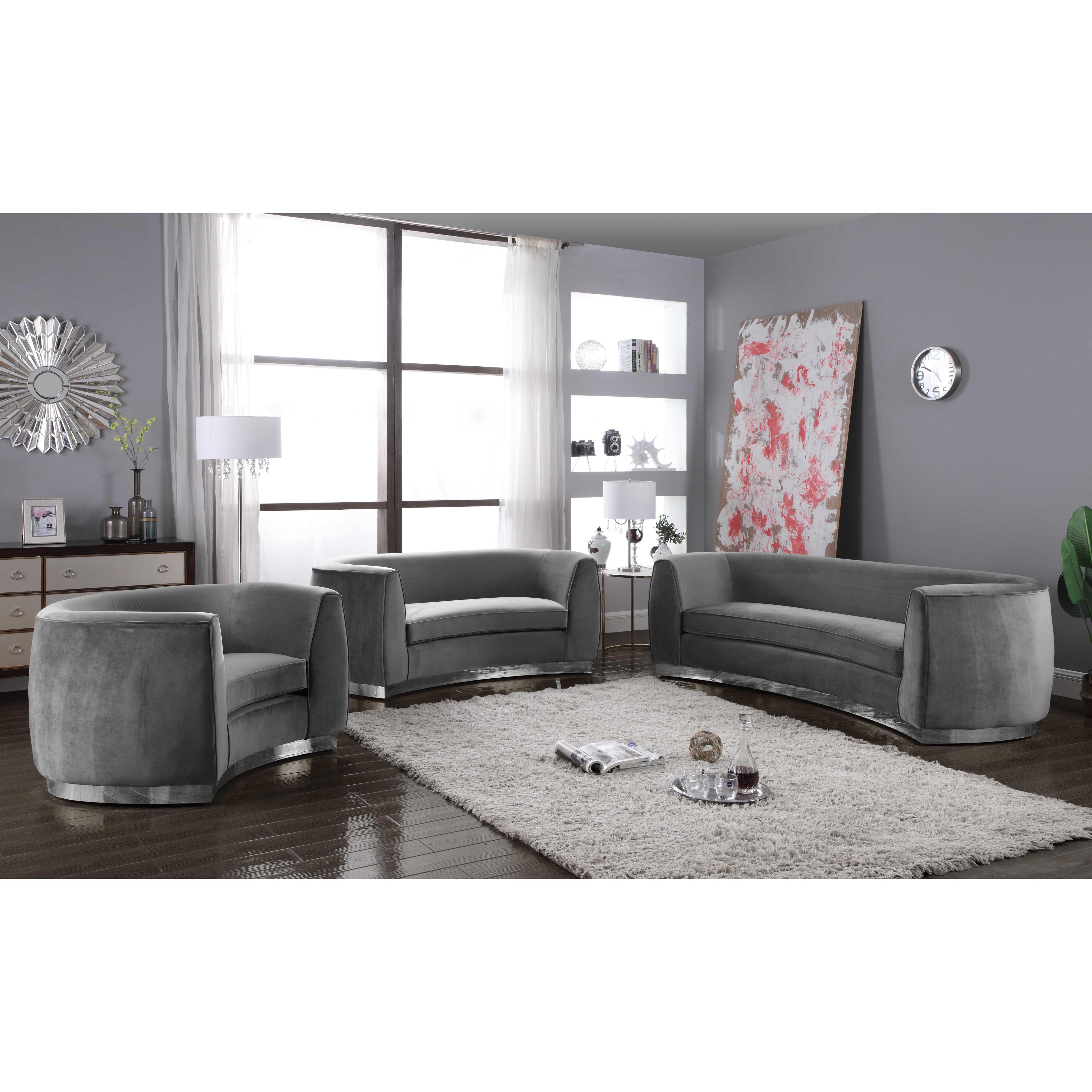 Meridian Julian Grey Velvet Chair