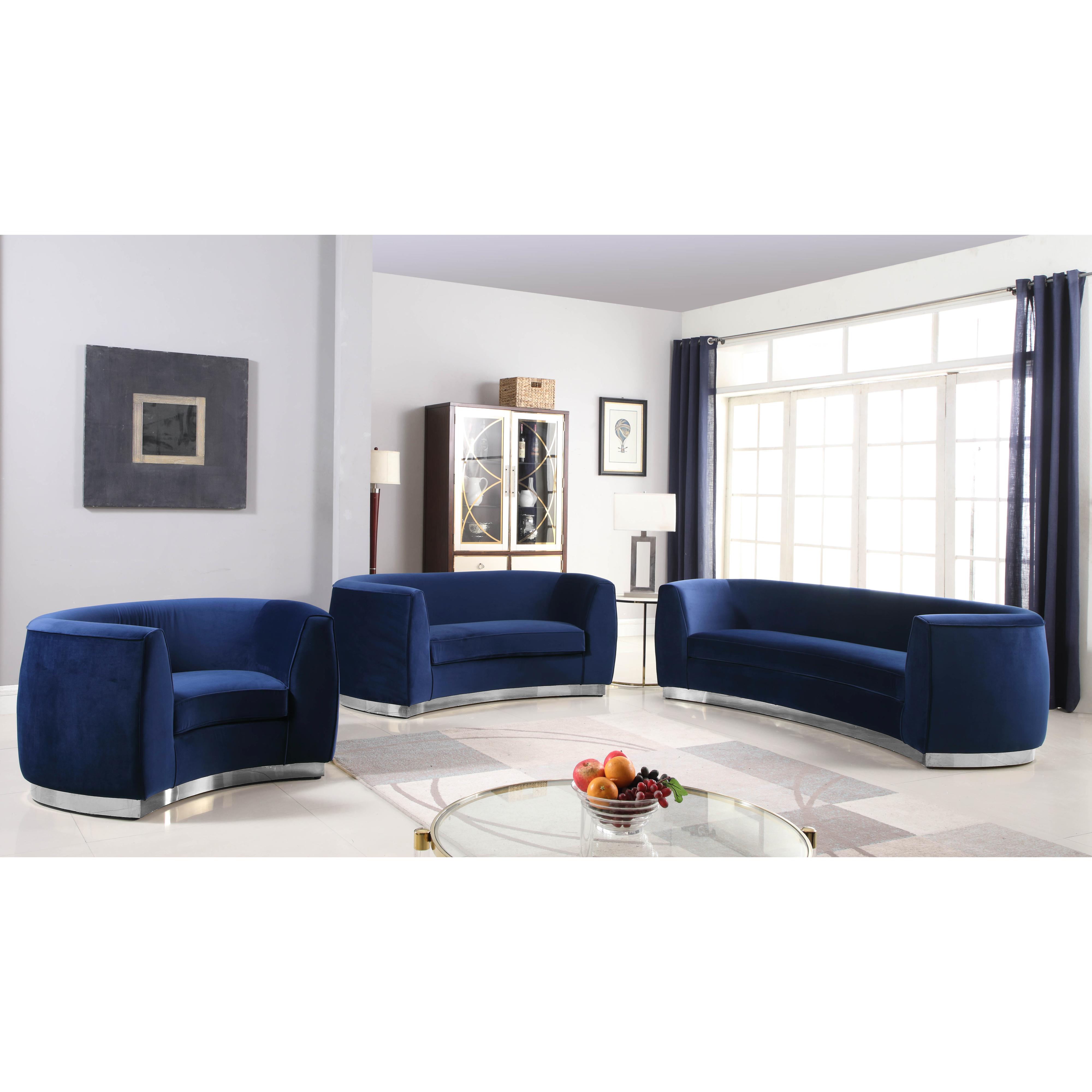 Meridian Julian Navy Velvet Chair