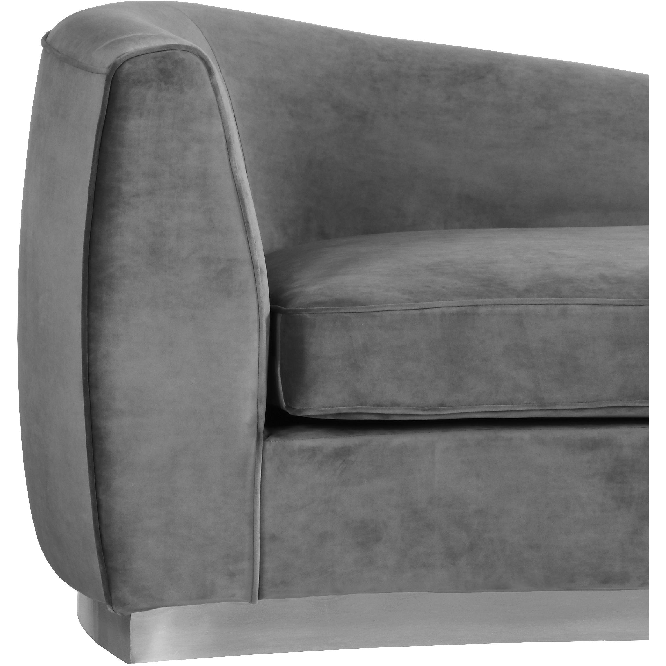 Meridian Julian Grey Velvet Chaise