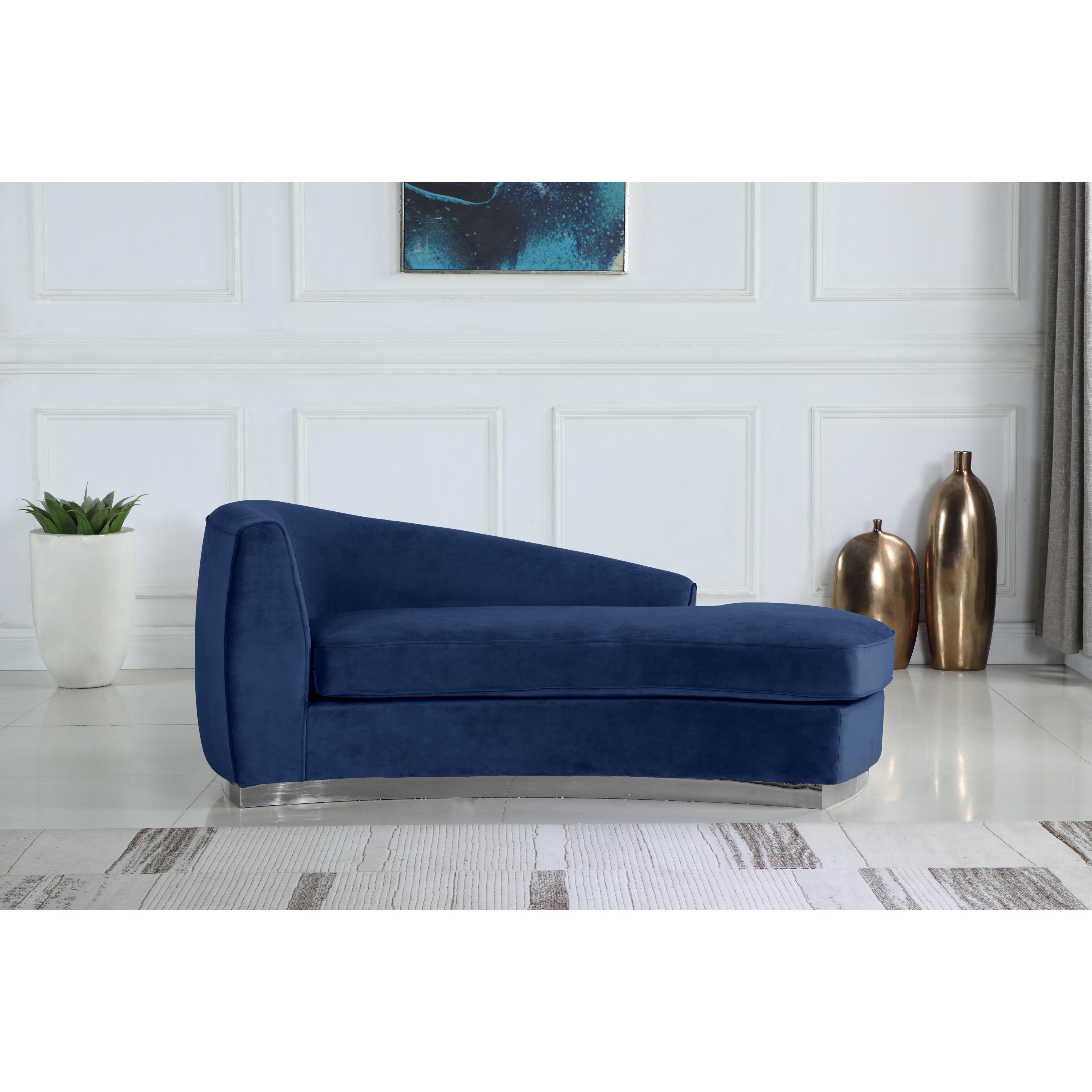 Meridian Julian Navy Velvet Chaise