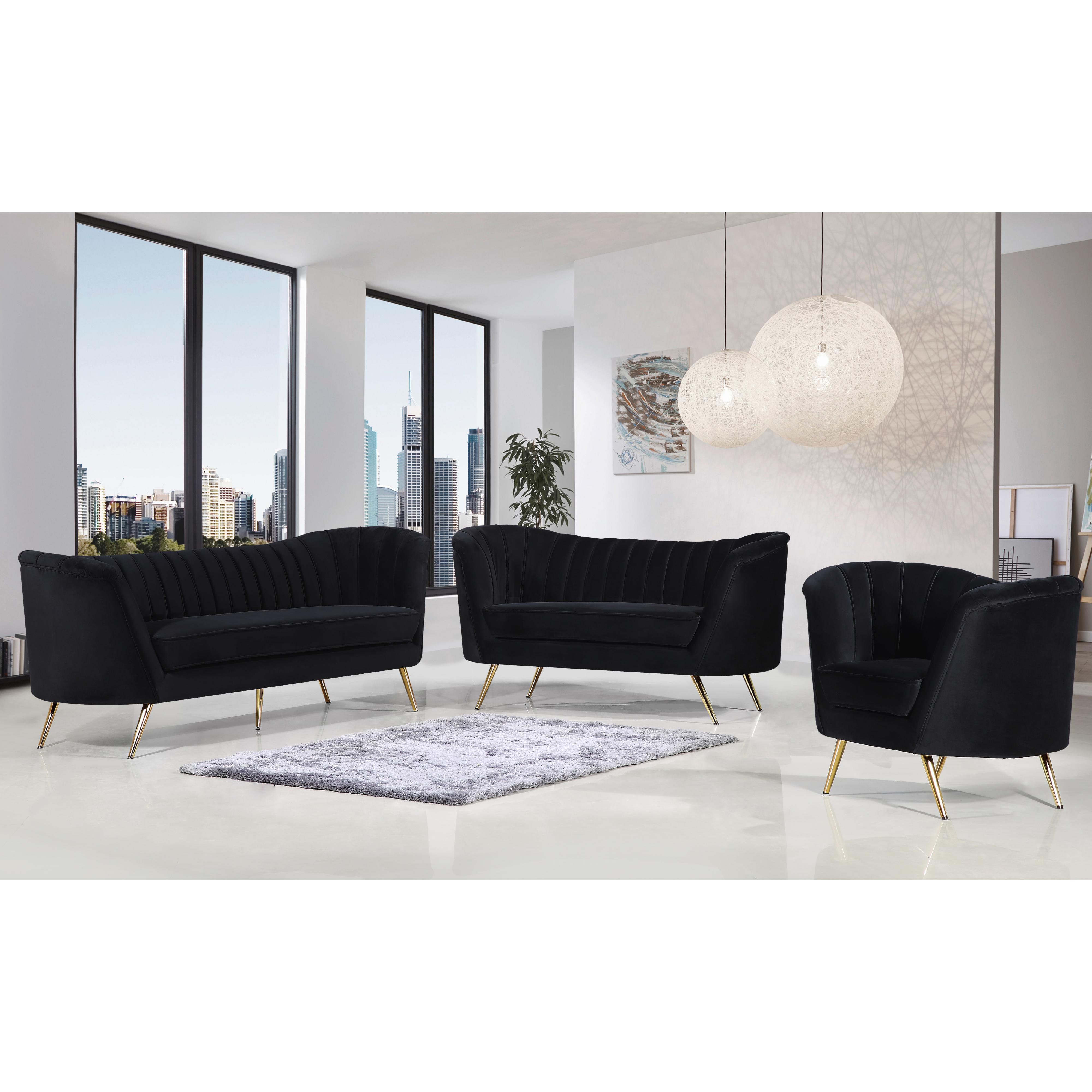 Meridian Margo Black Velvet Chair