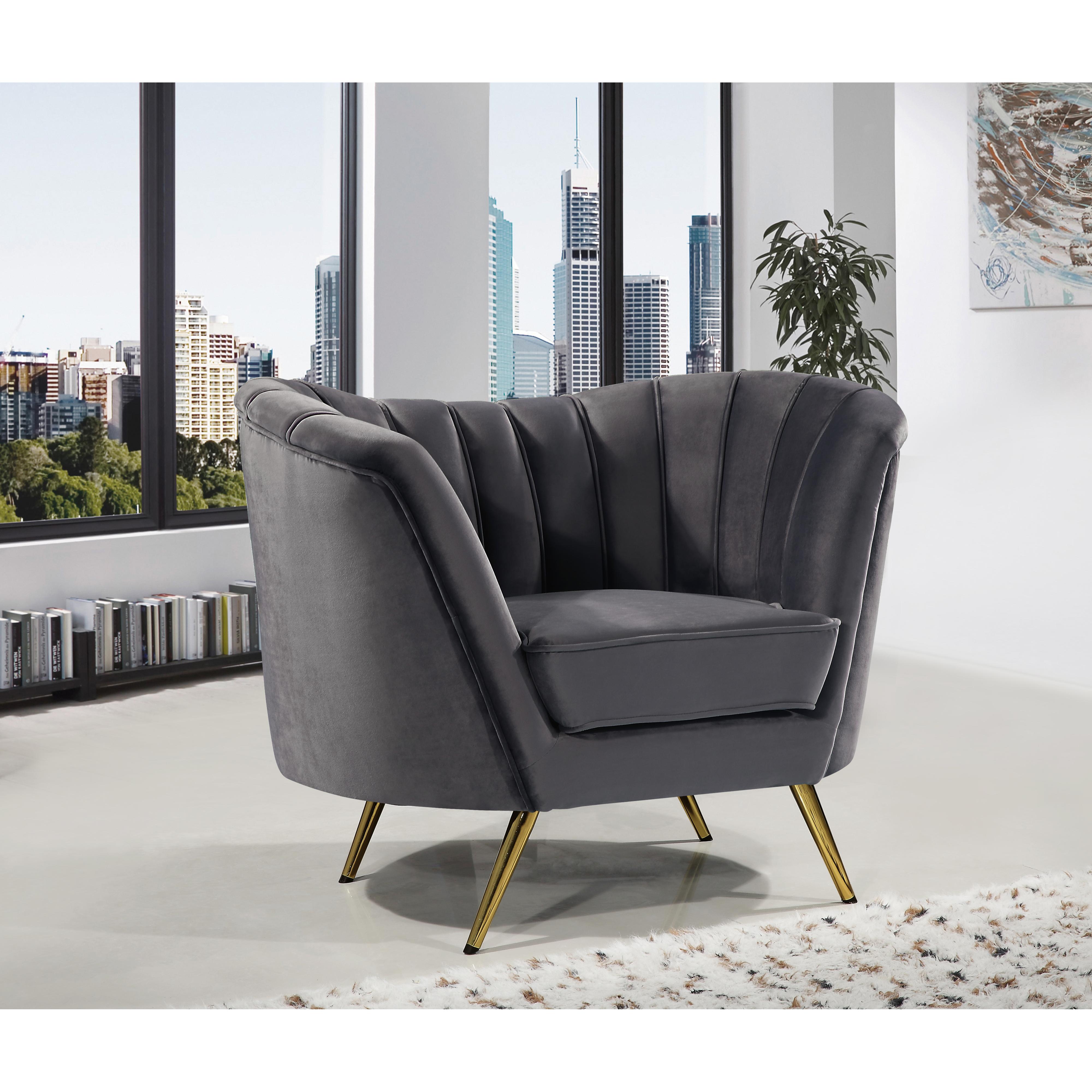Meridian Margo Grey Velvet Chair
