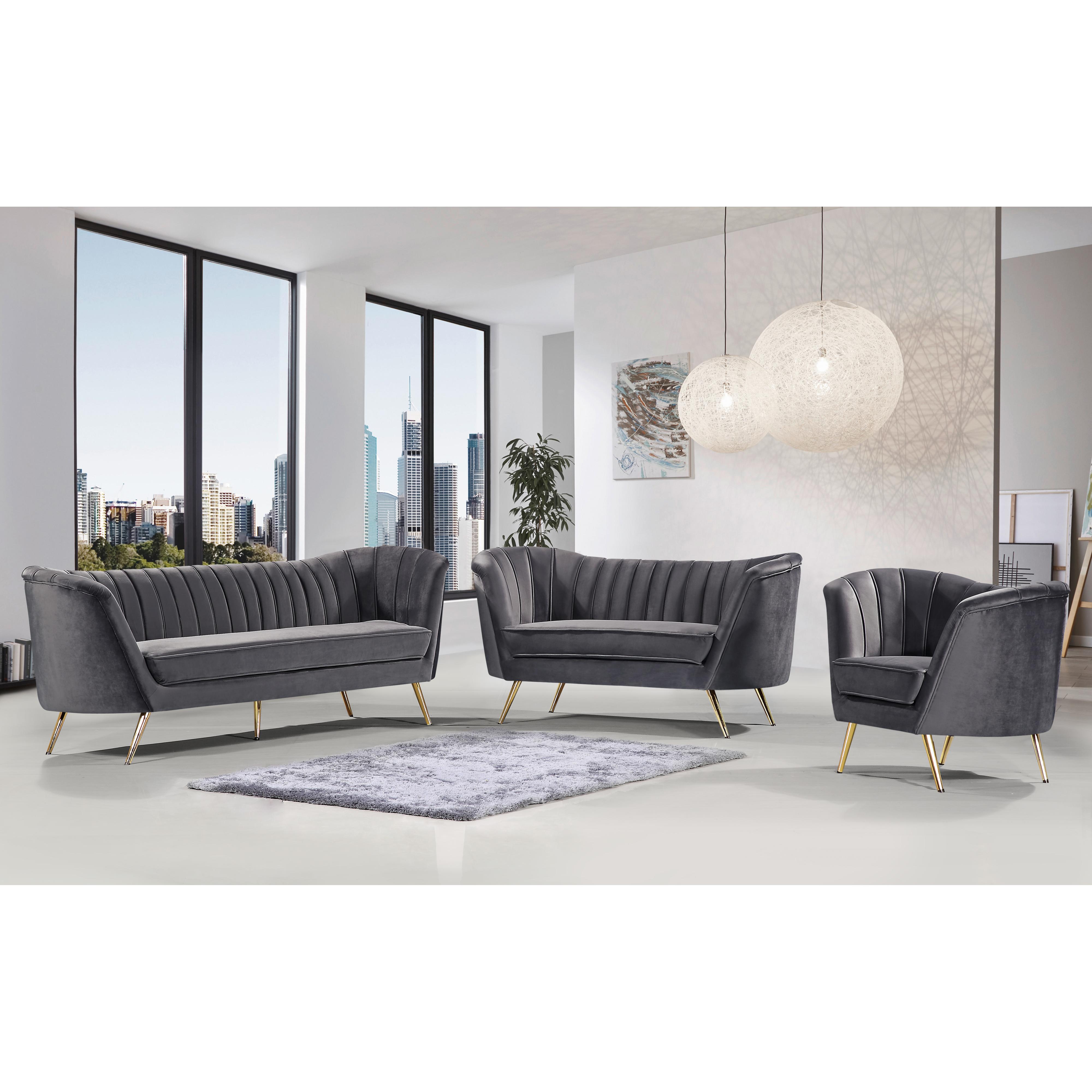 Meridian Margo Grey Velvet Chair