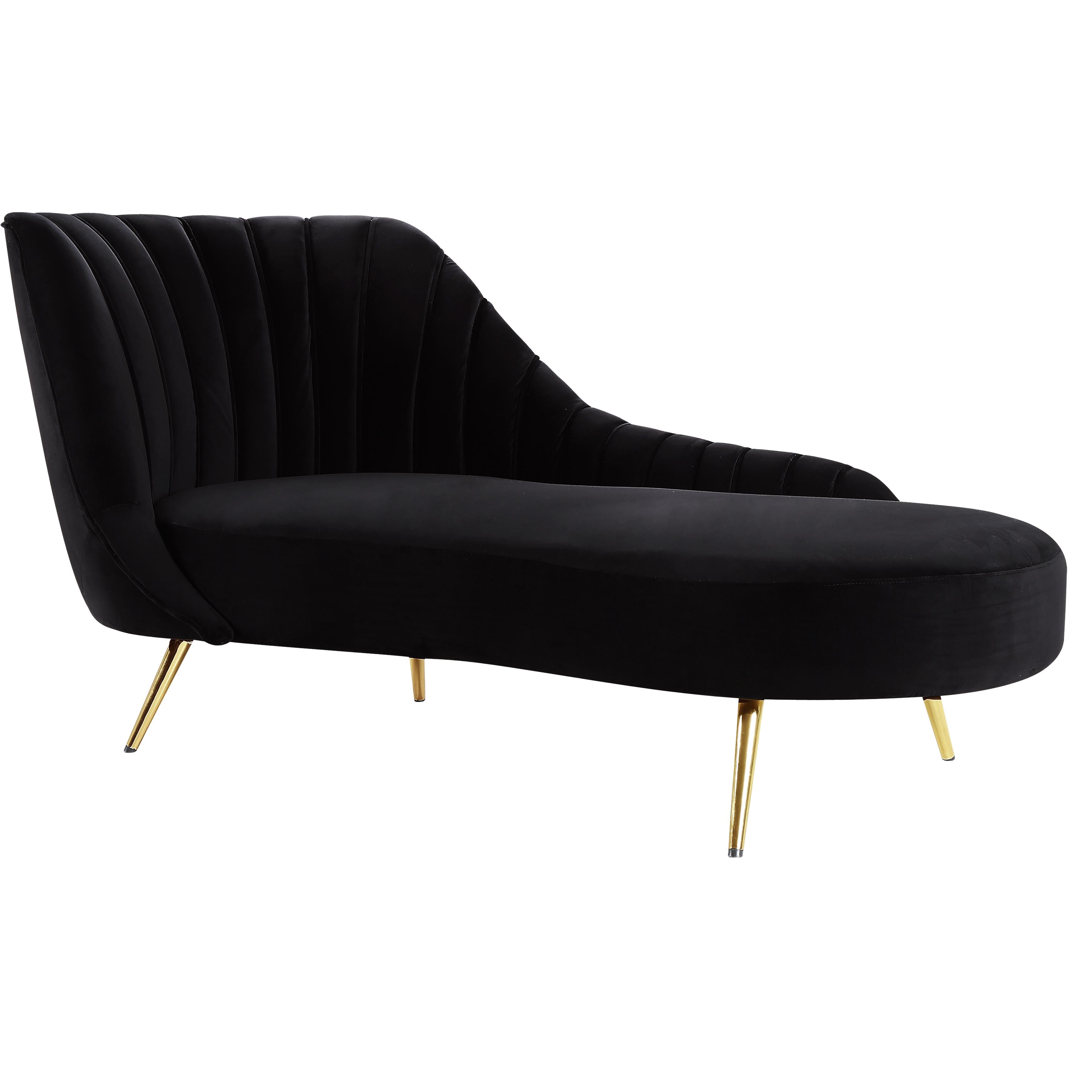 Meridian Margo Black Velvet Chaise