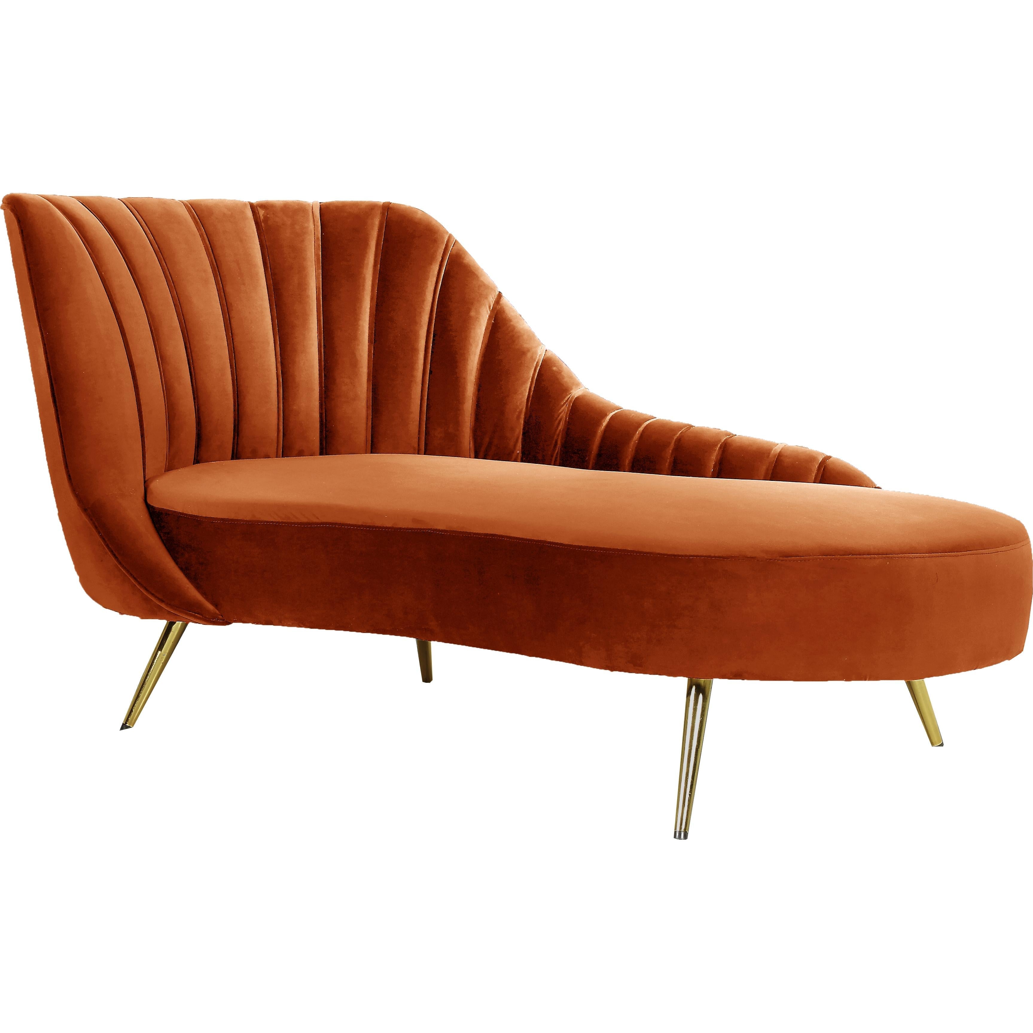 Meridian Margo Cognac Velvet Chaise
