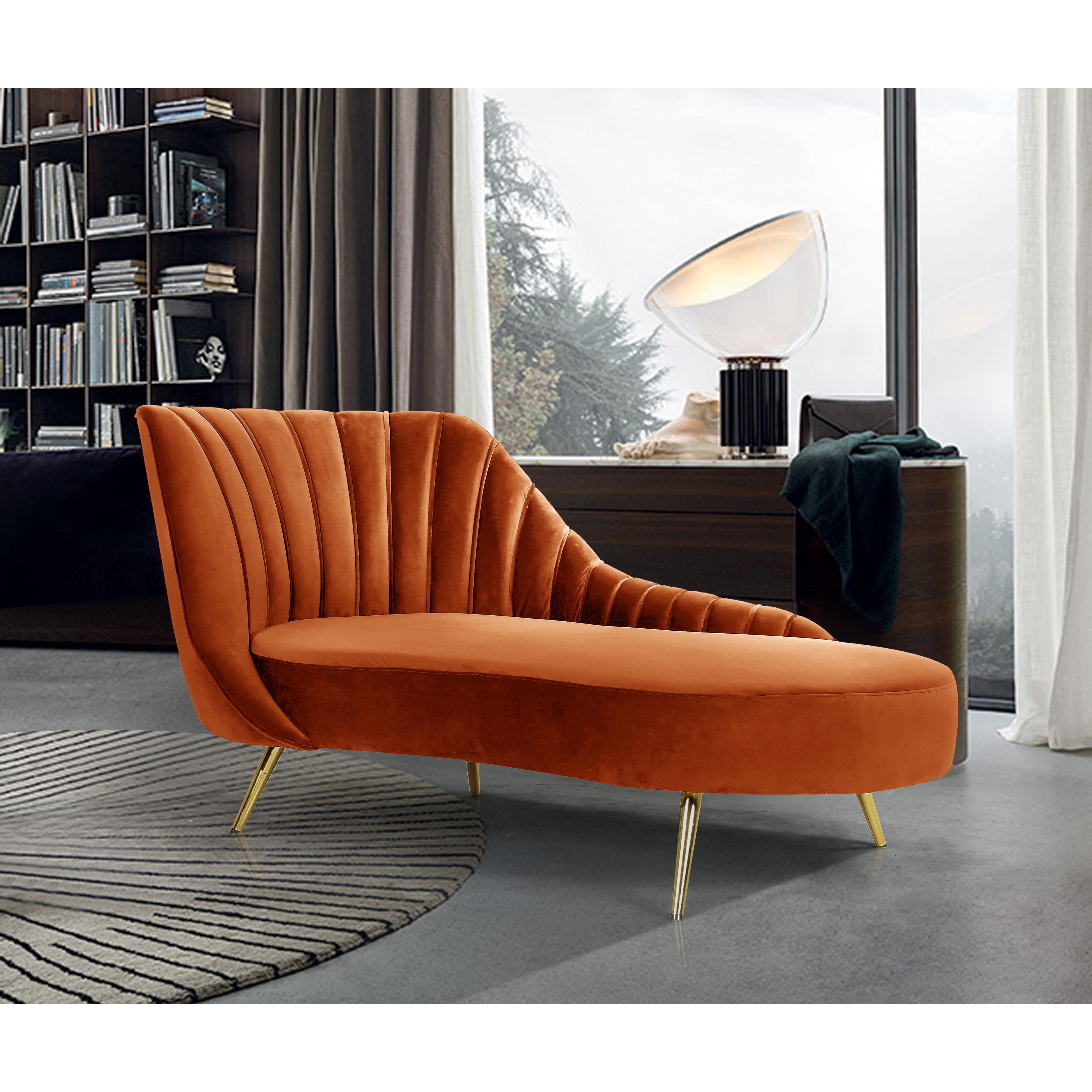 Meridian Margo Cognac Velvet Chaise