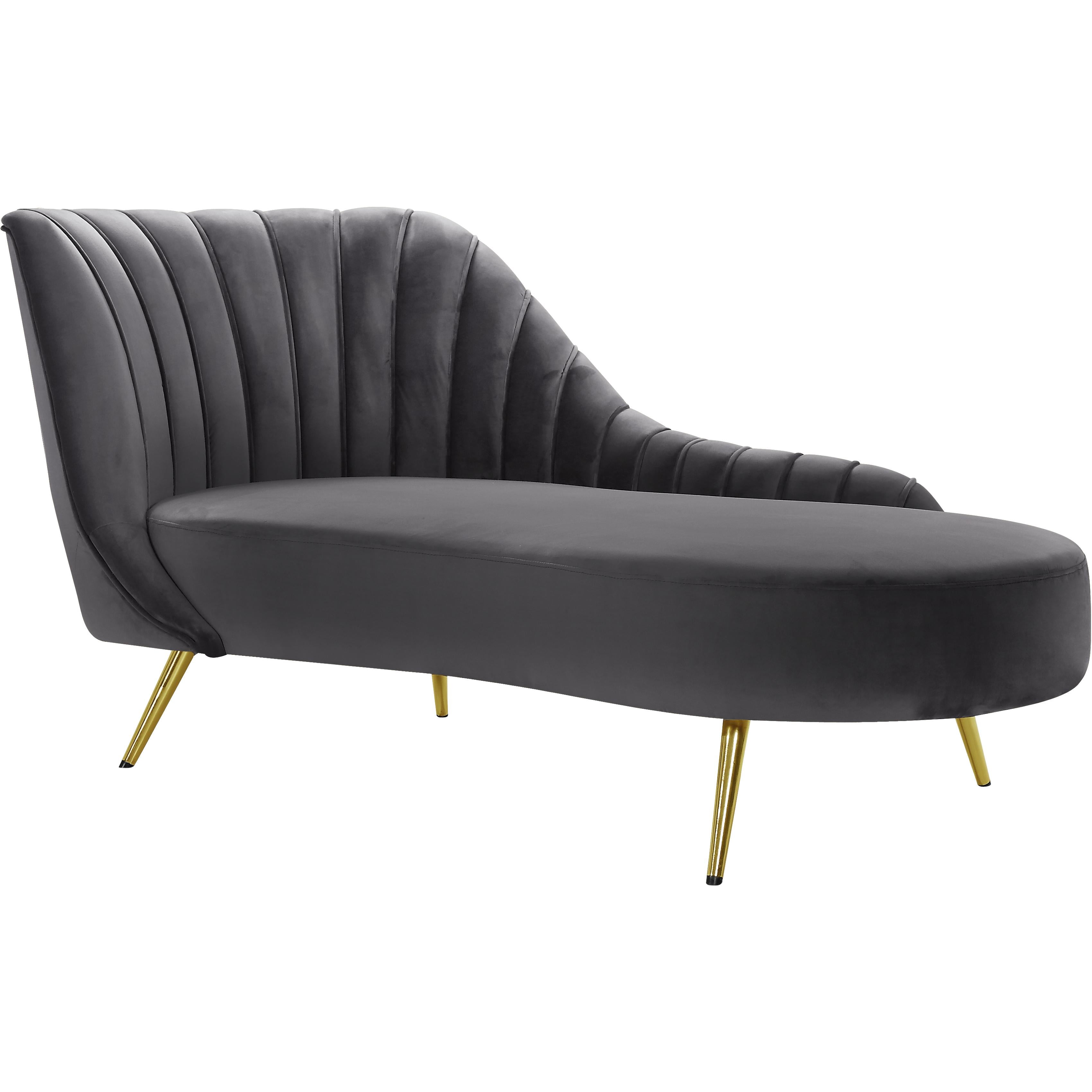 Meridian Margo Grey Velvet Chaise