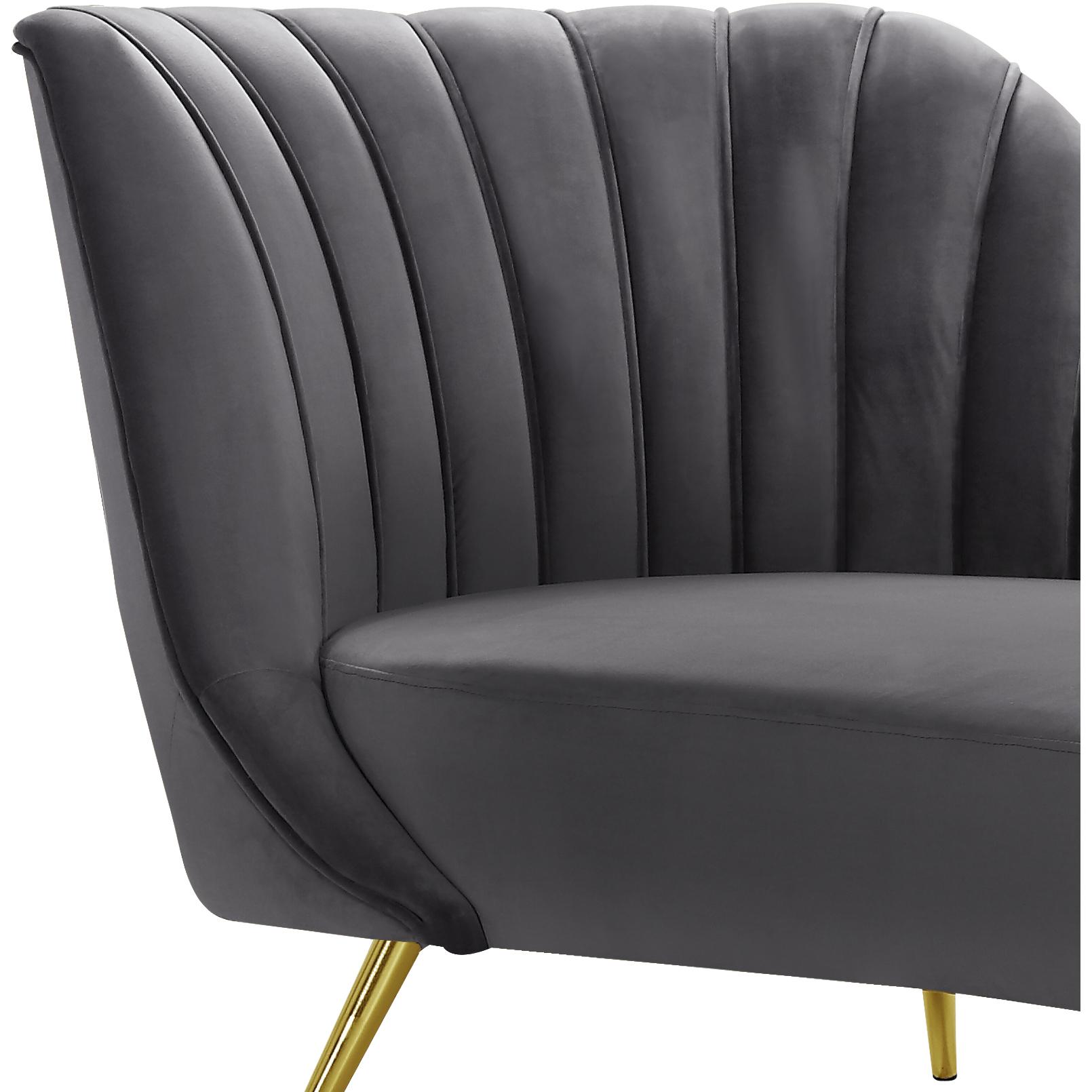 Meridian Margo Grey Velvet Chaise