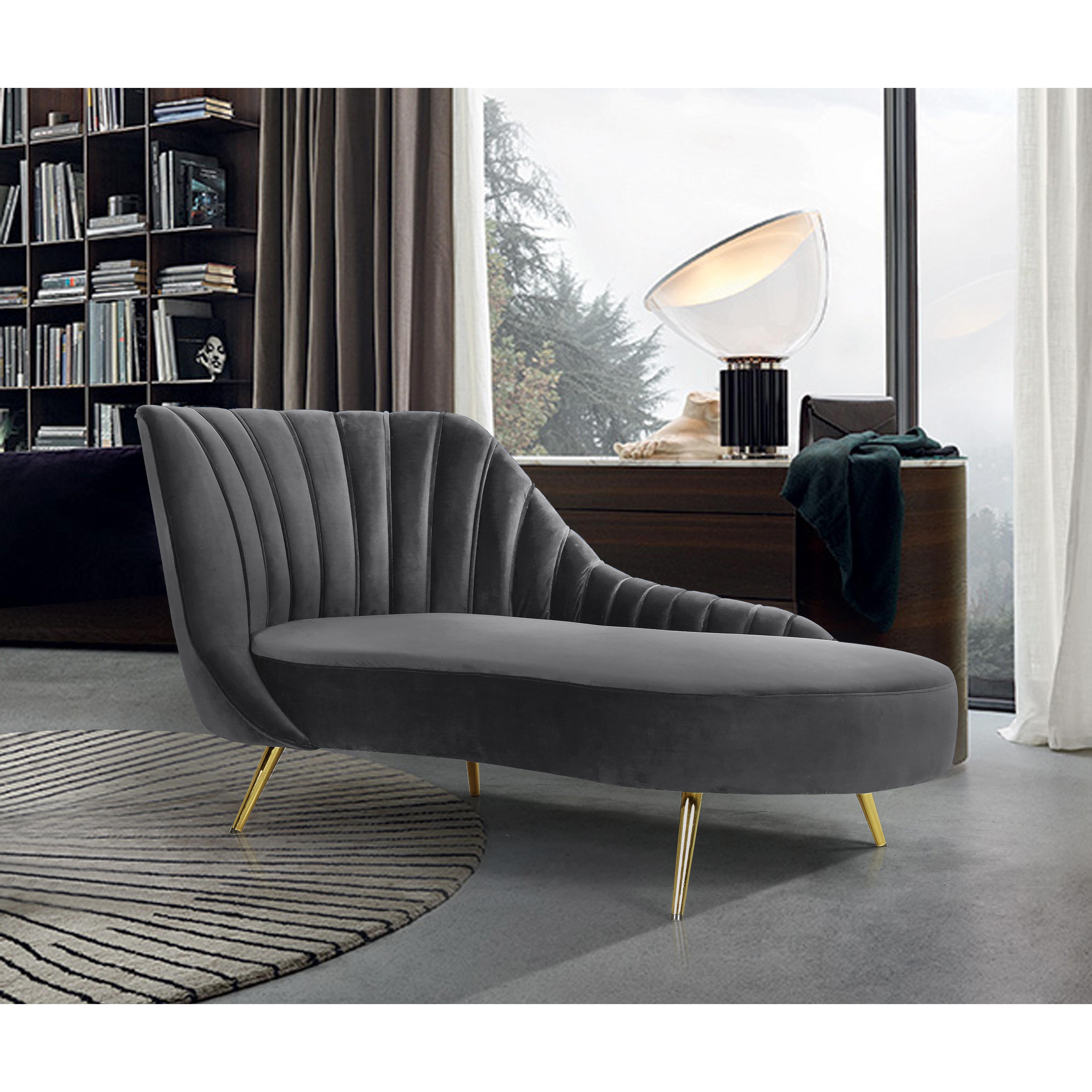 Meridian Margo Grey Velvet Chaise