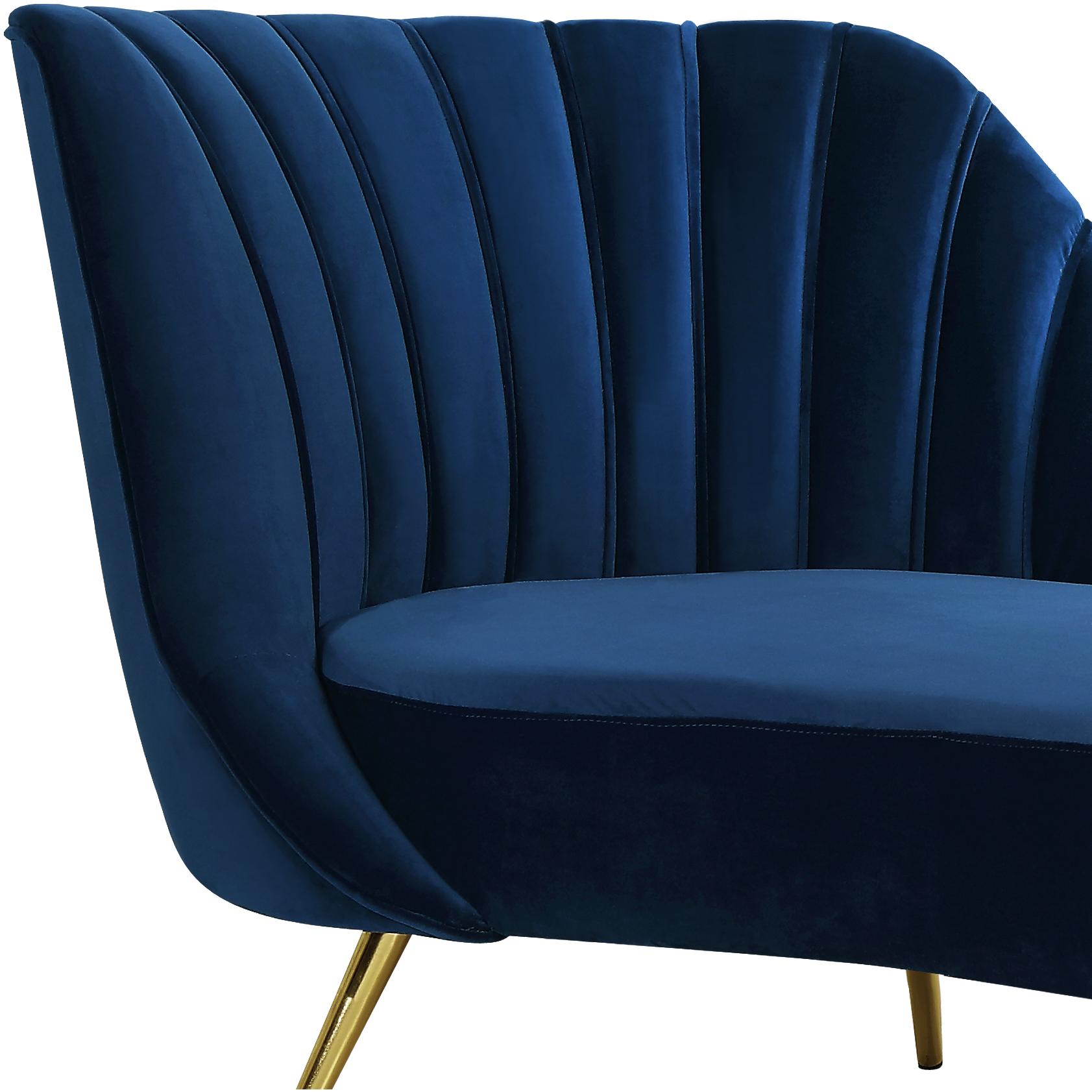 Meridian Margo Navy Velvet Chaise