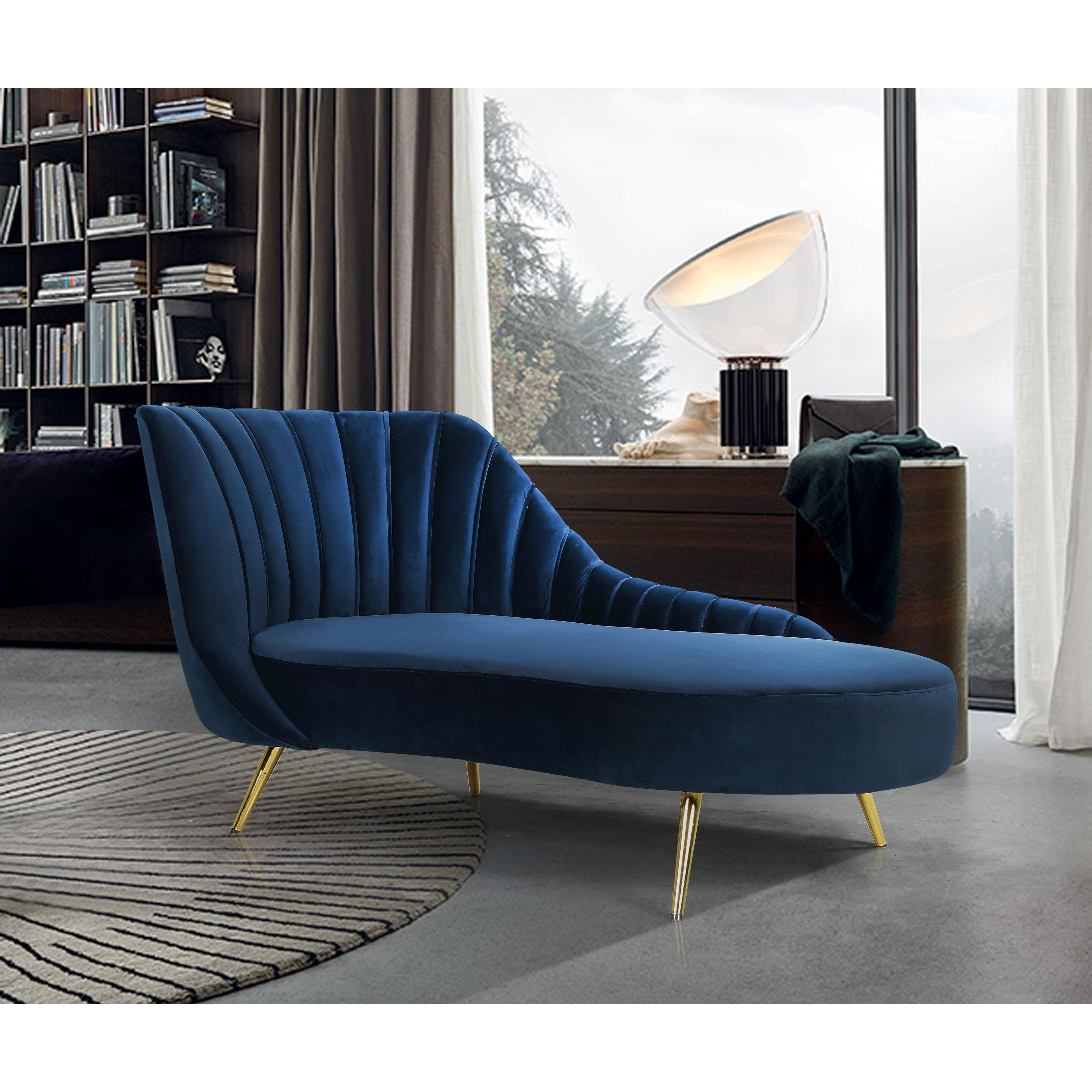 Meridian Margo Navy Velvet Chaise
