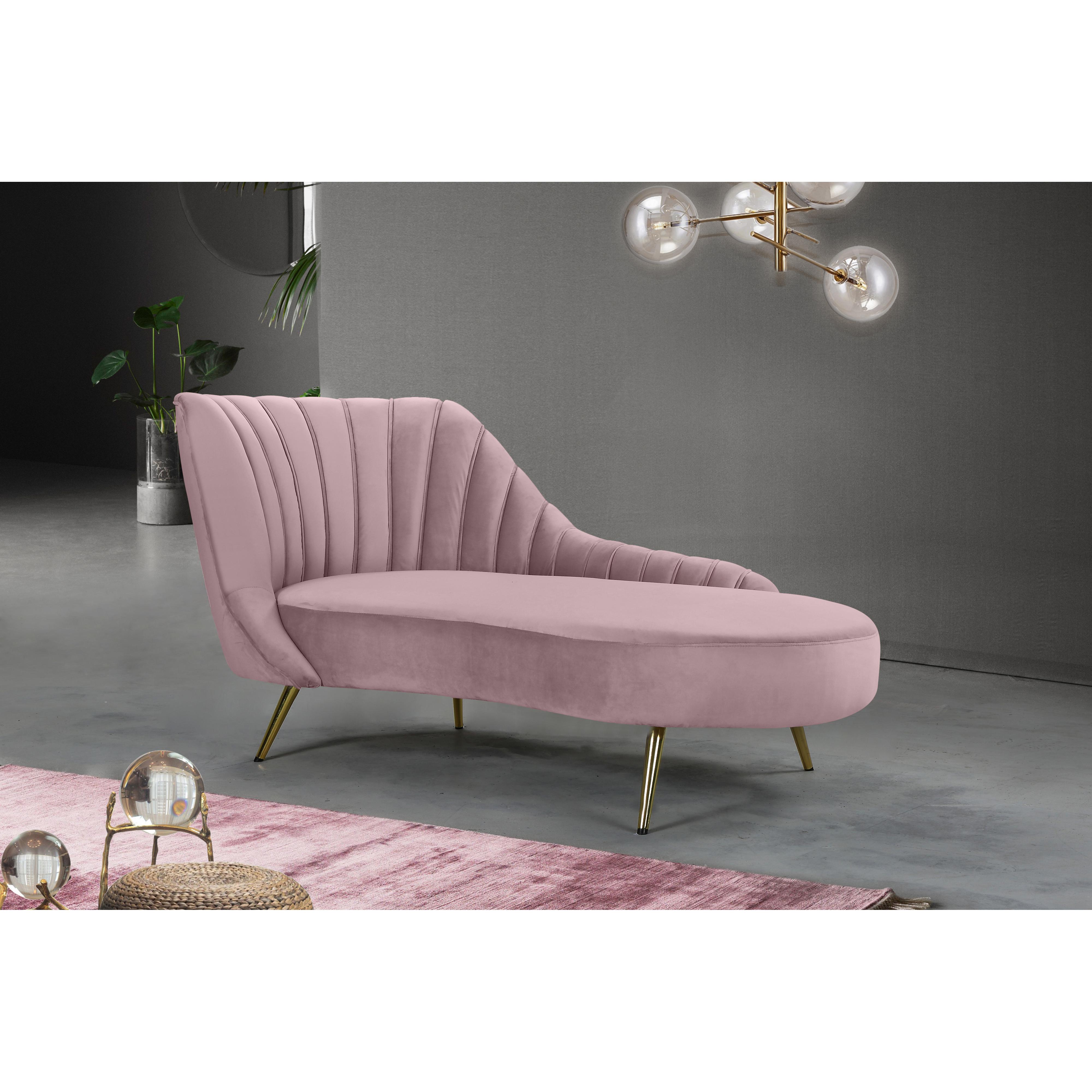 Meridian Margo Pink Velvet Chaise