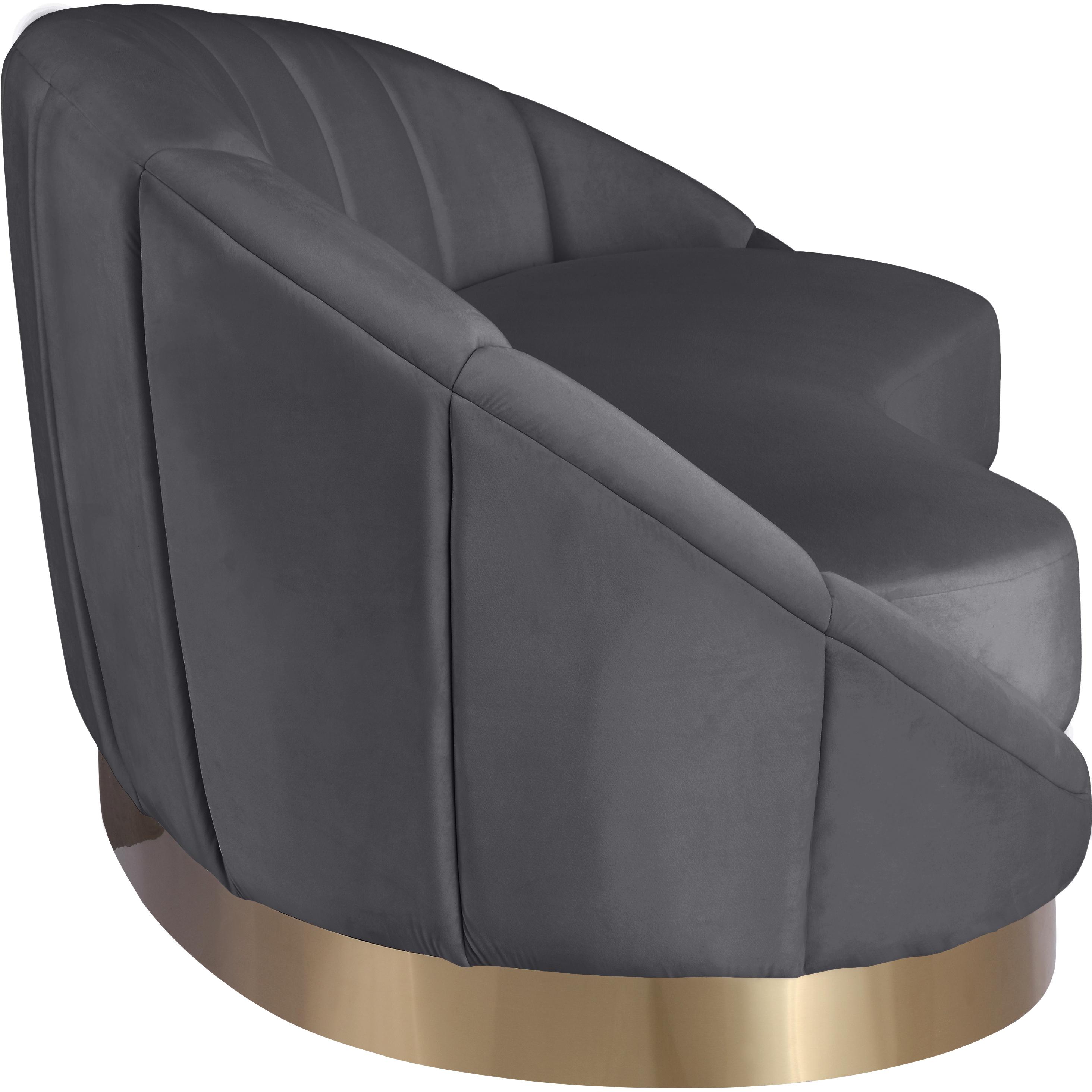 Meridian Shelly Grey Velvet Chaise