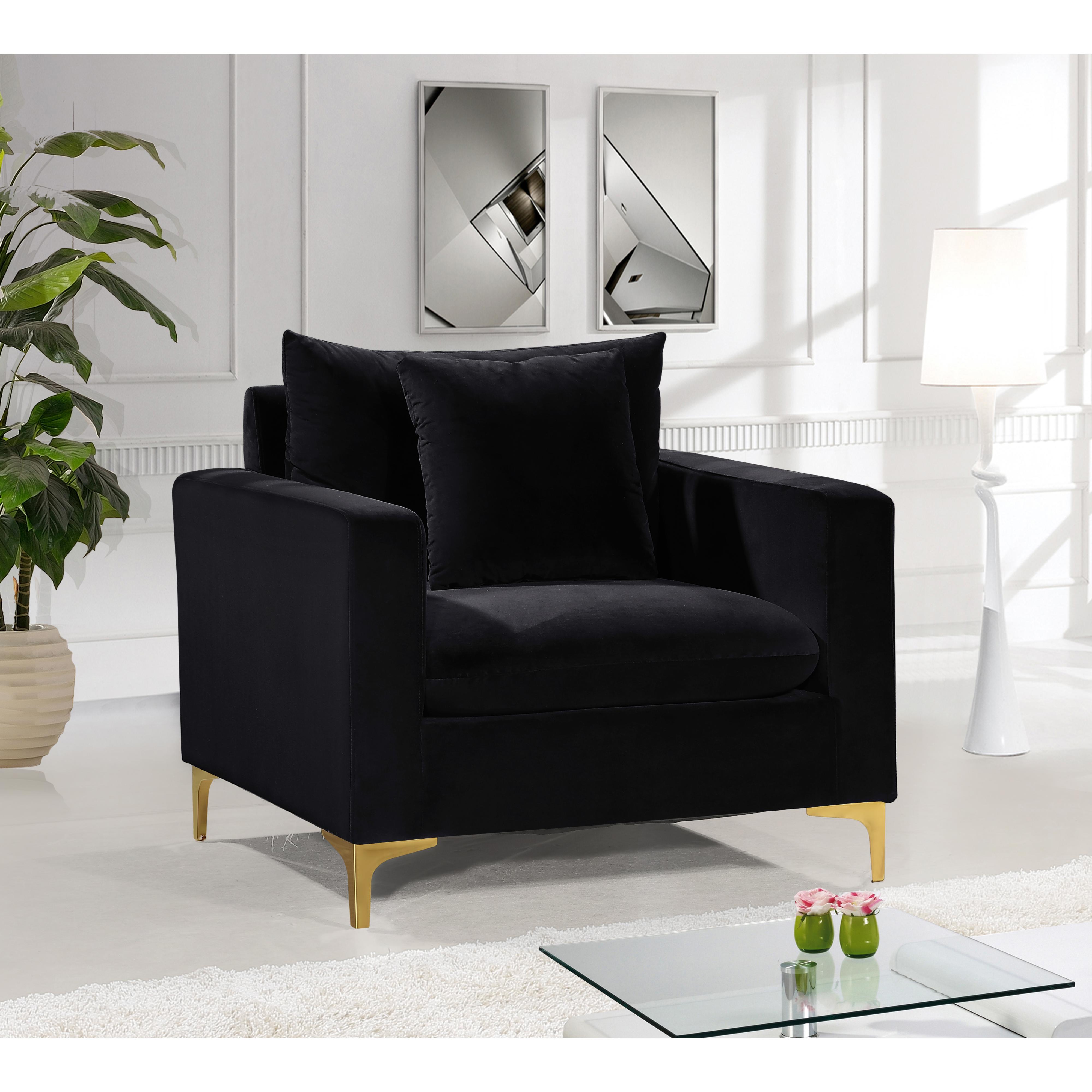 Meridian Naomi Black Velvet Chair