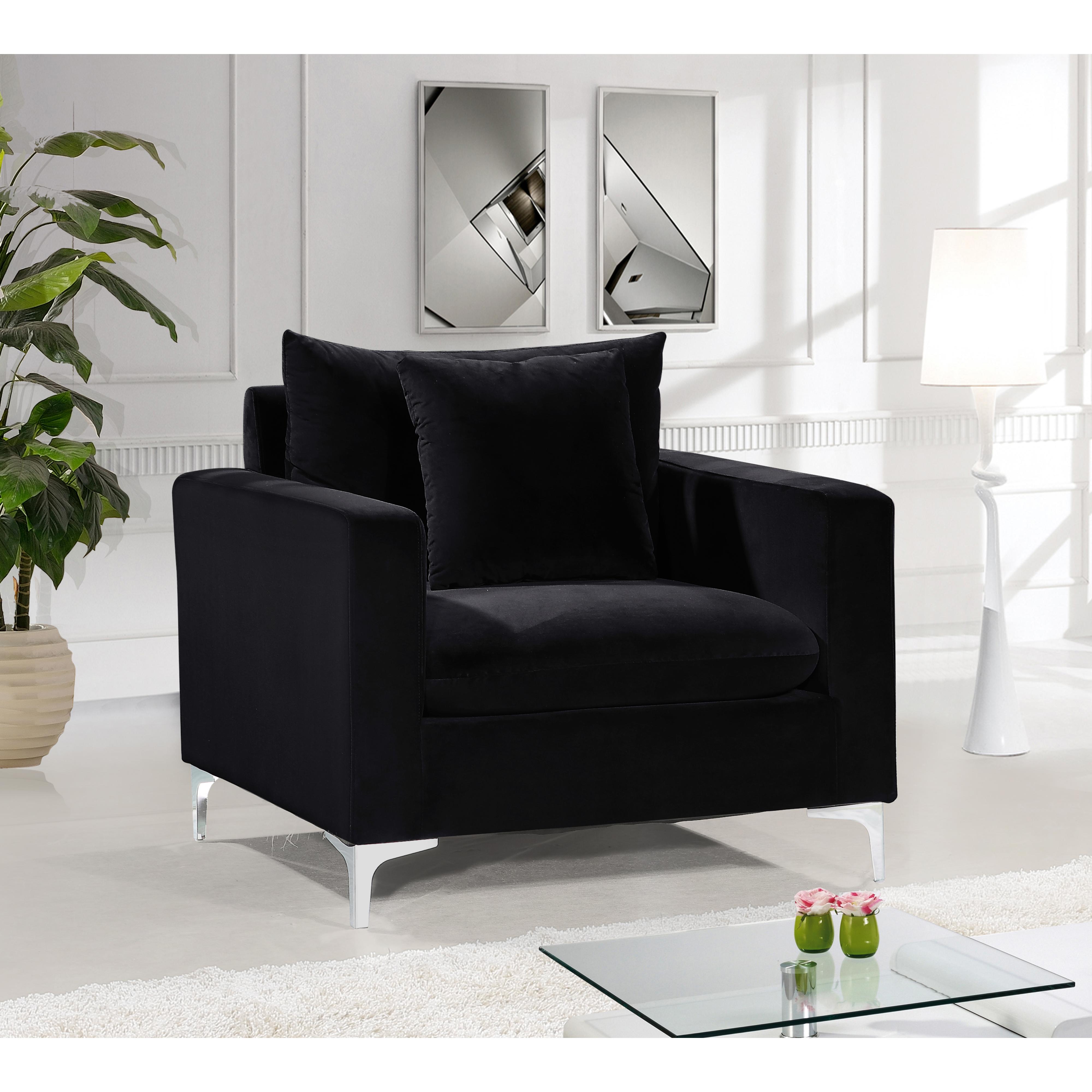 Meridian Naomi Black Velvet Chair