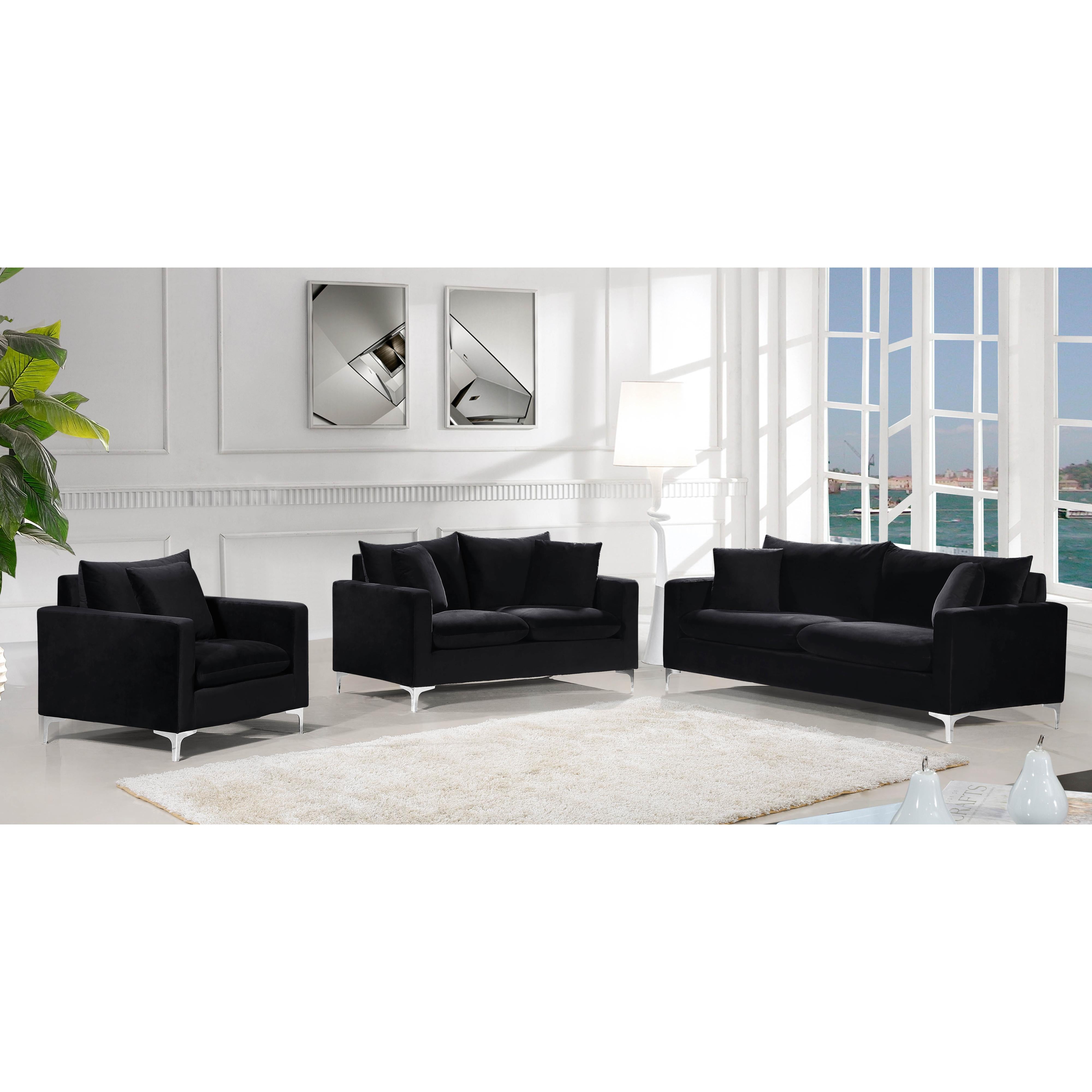 Meridian Naomi Black Velvet Chair