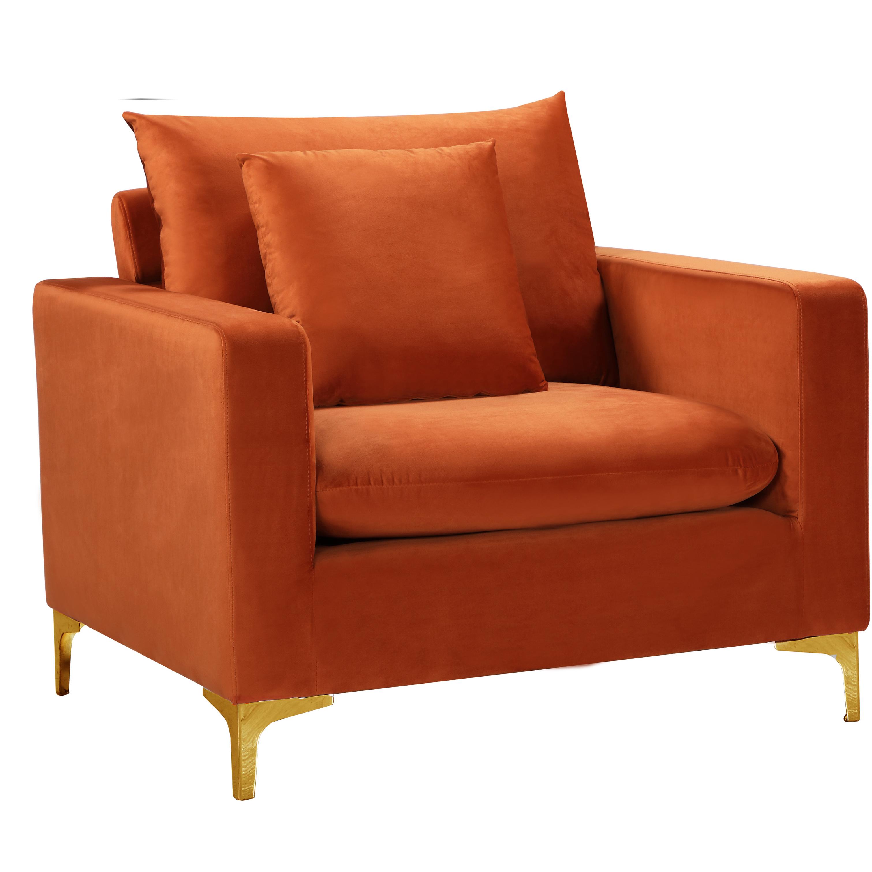 Meridian Naomi Cognac Velvet Chair