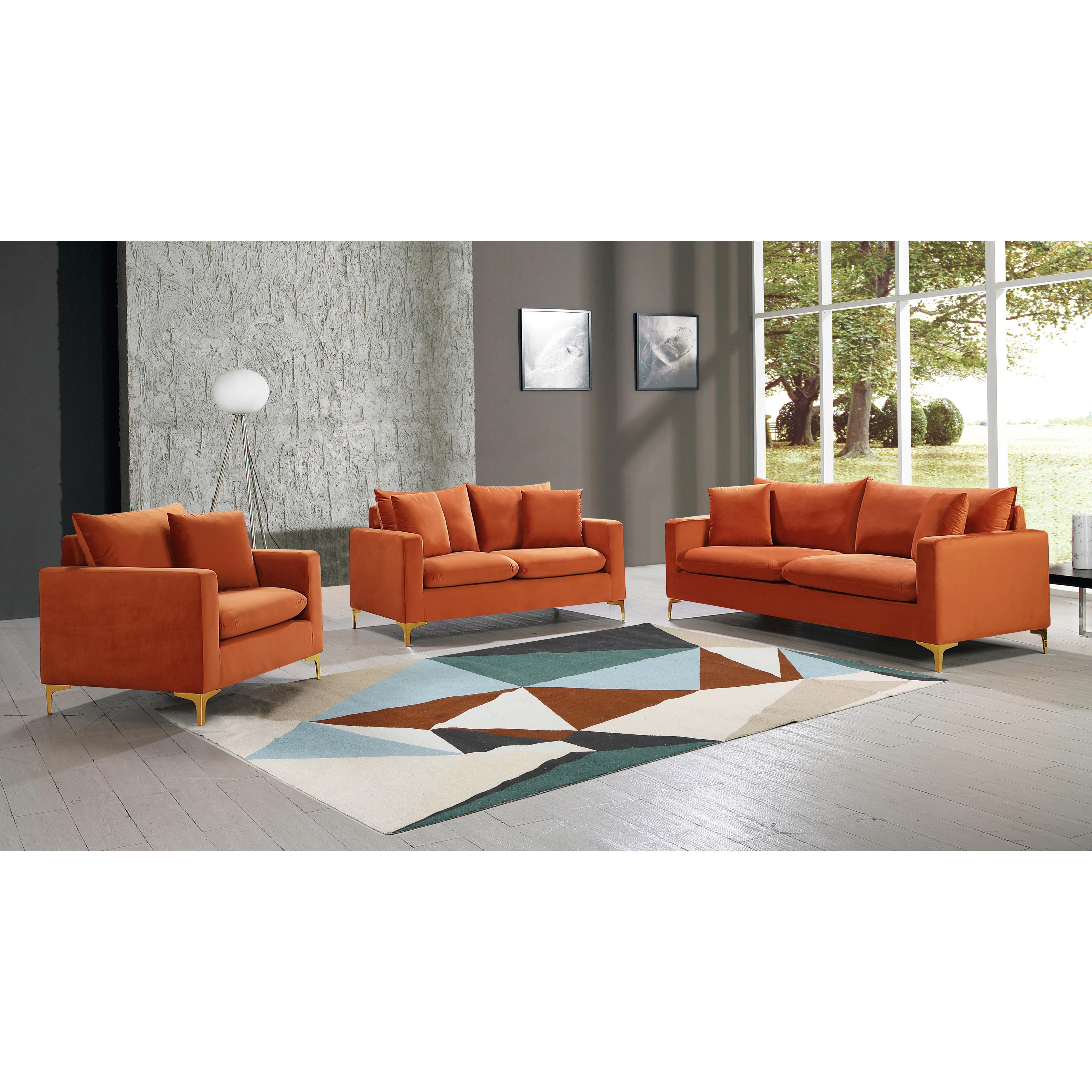 Meridian Naomi Cognac Velvet Chair