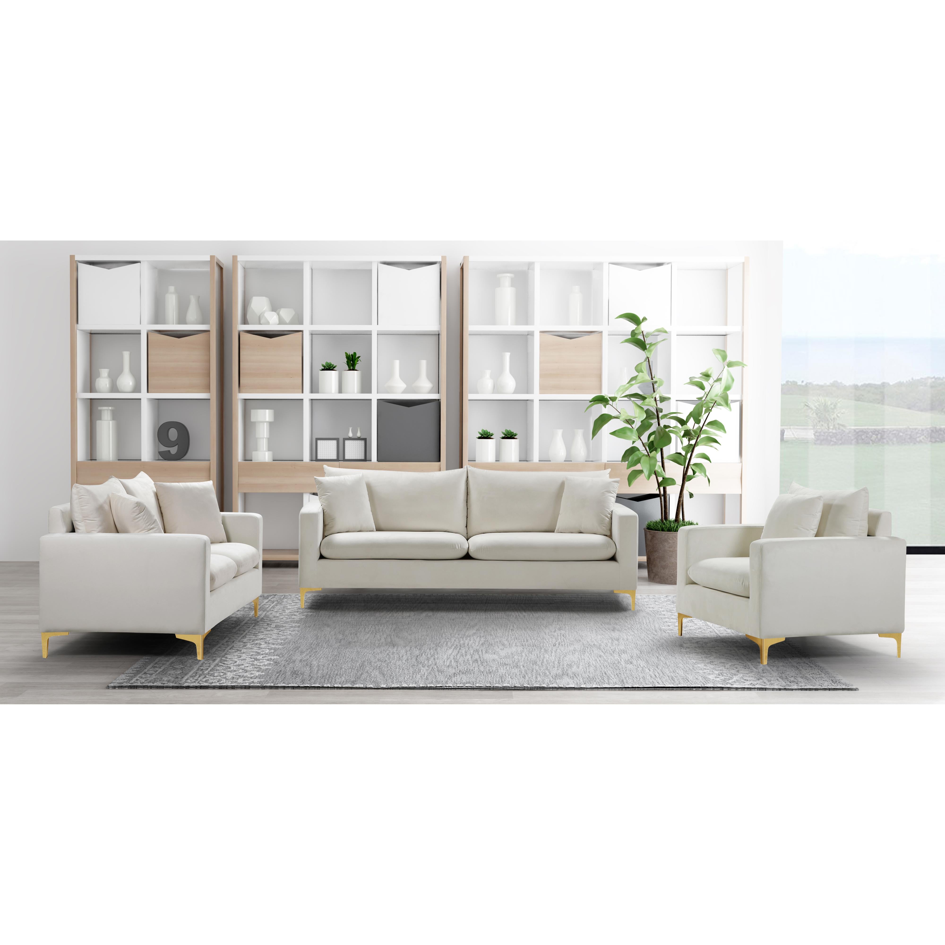 Meridian Naomi Cream Velvet Chair