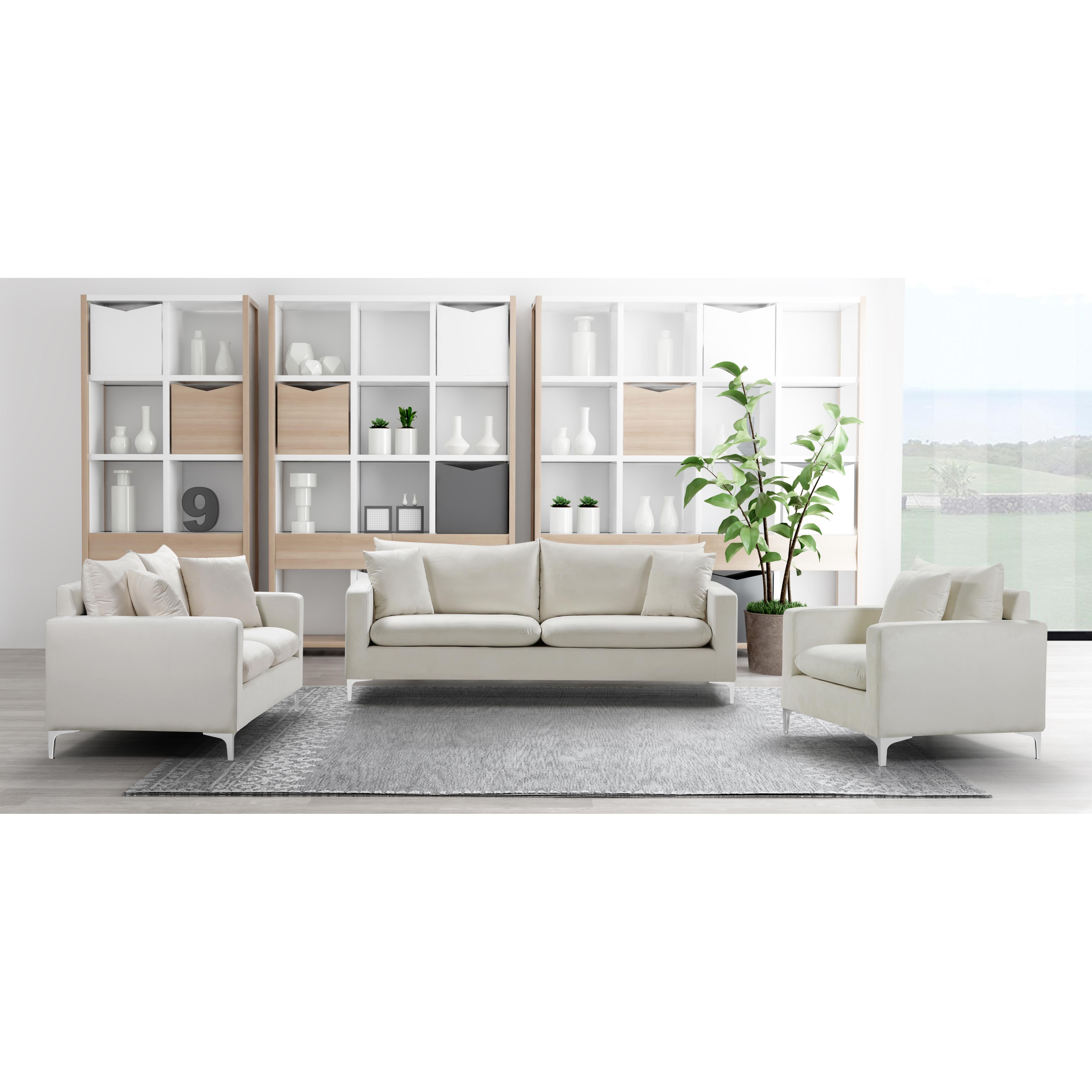 Meridian Naomi Cream Velvet Chair