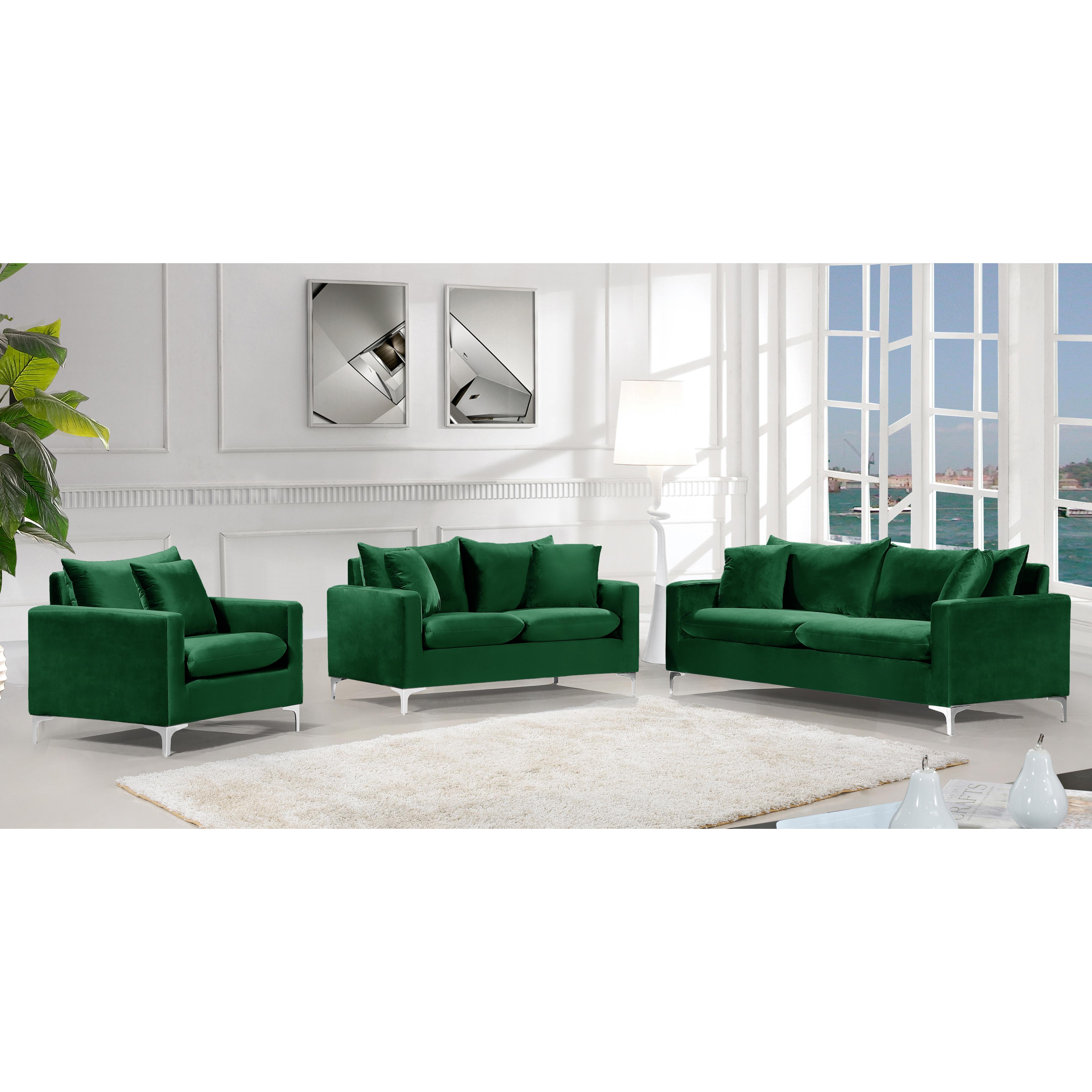 Meridian Naomi Green Velvet Chair