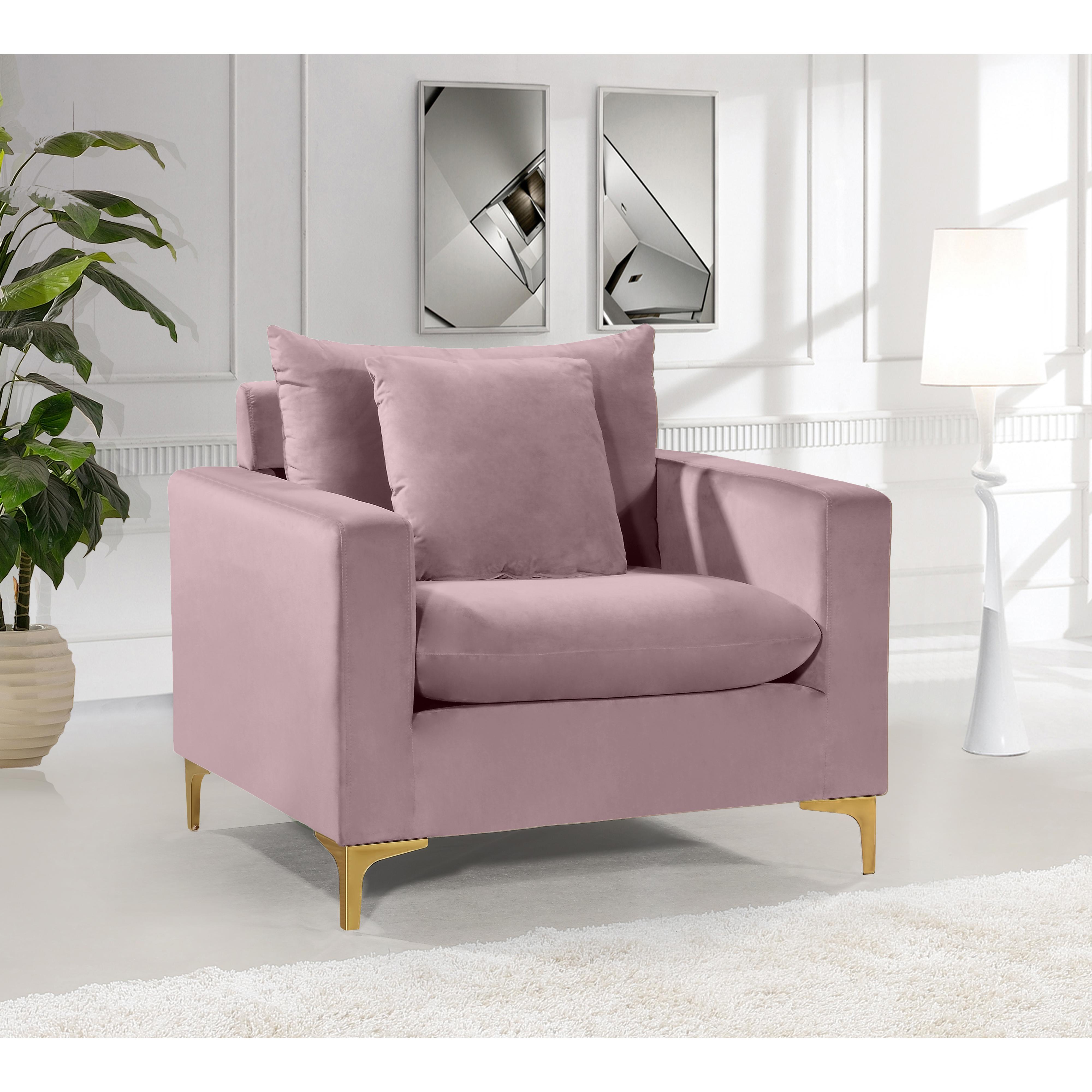 Meridian Naomi Pink Velvet Chair