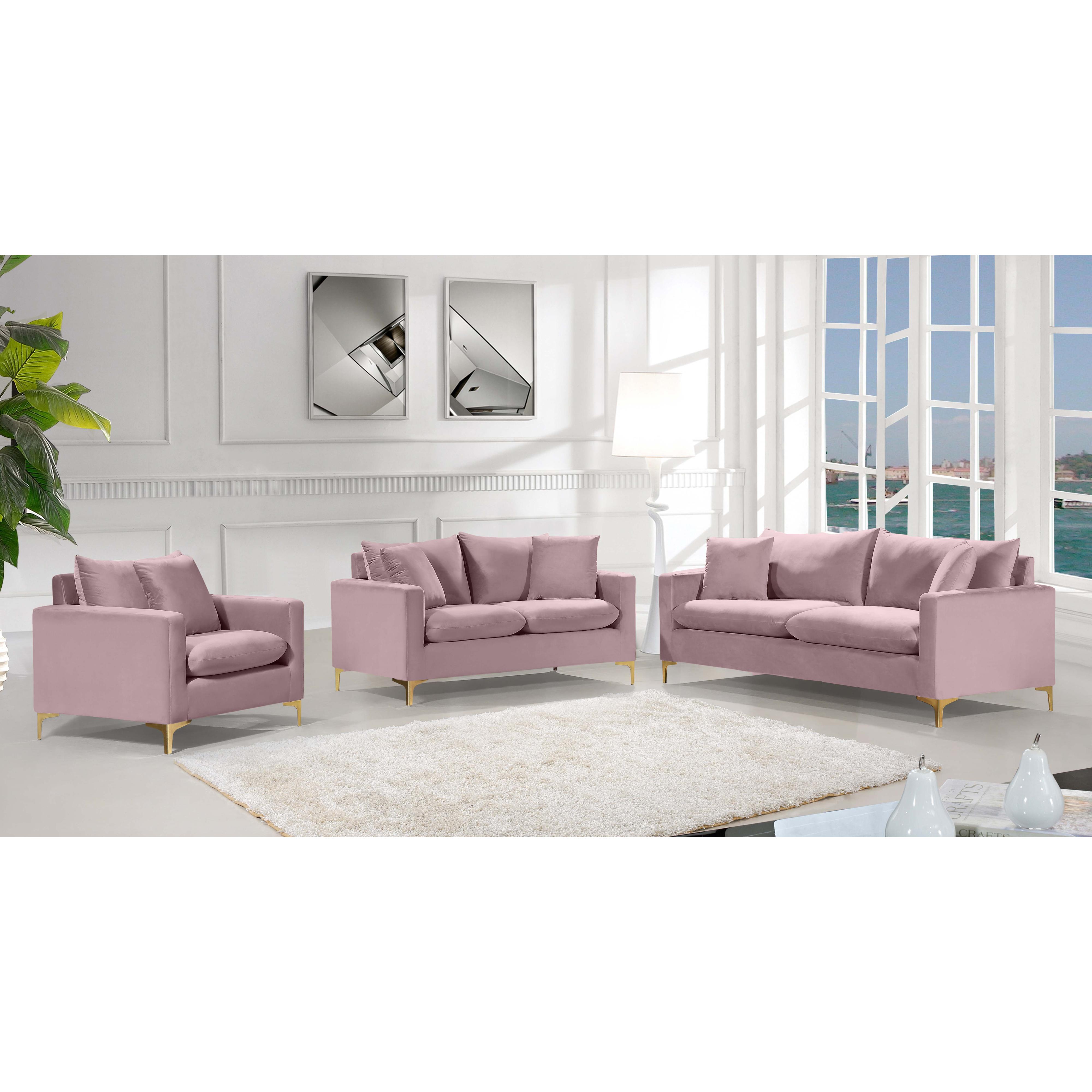 Meridian Naomi Pink Velvet Chair