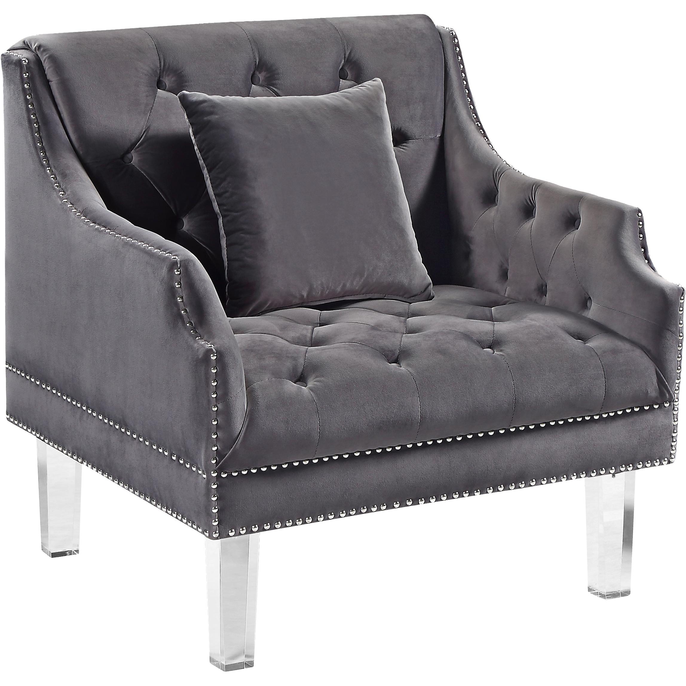 Meridian Roxy Grey Velvet Chair