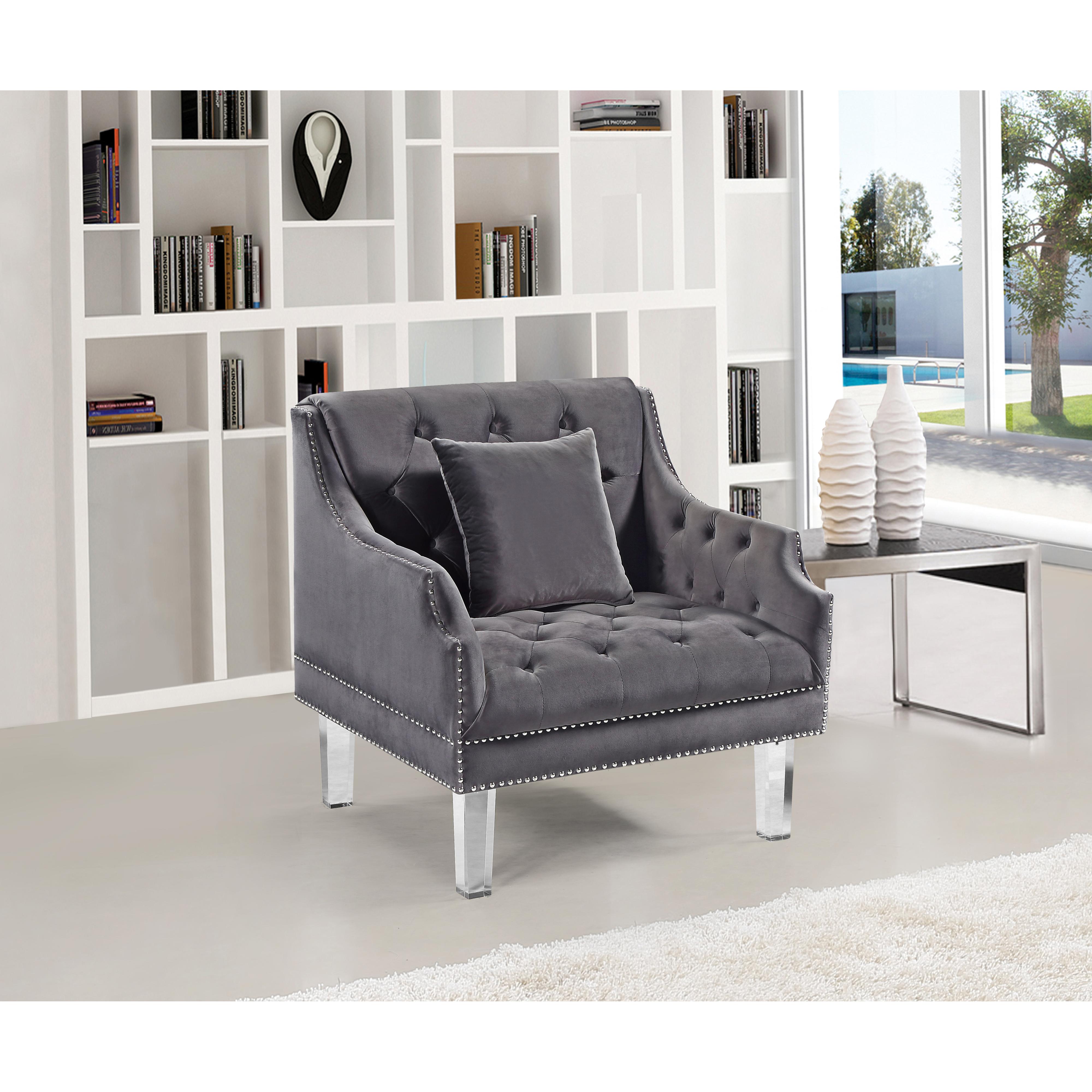 Meridian Roxy Grey Velvet Chair