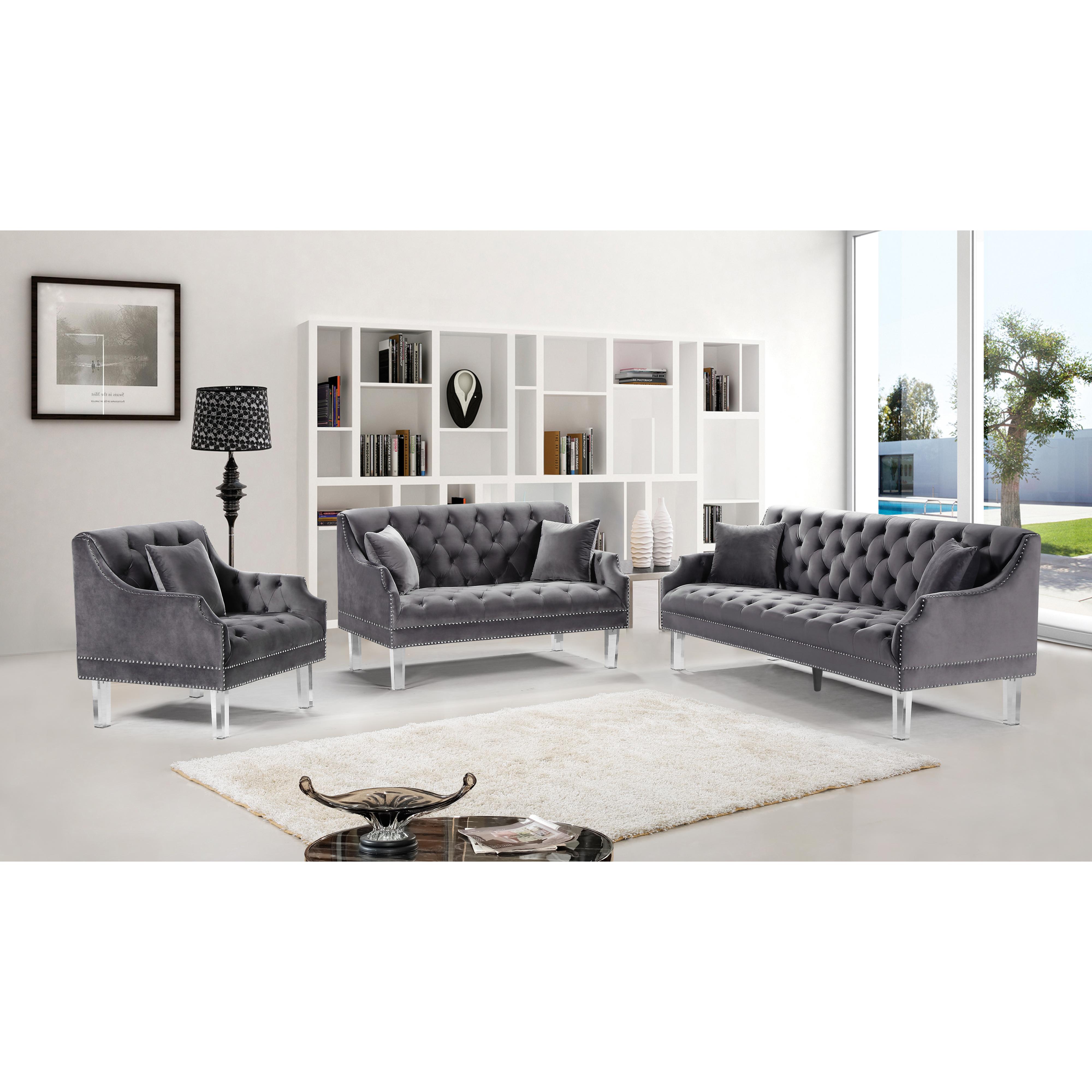 Meridian Roxy Grey Velvet Chair