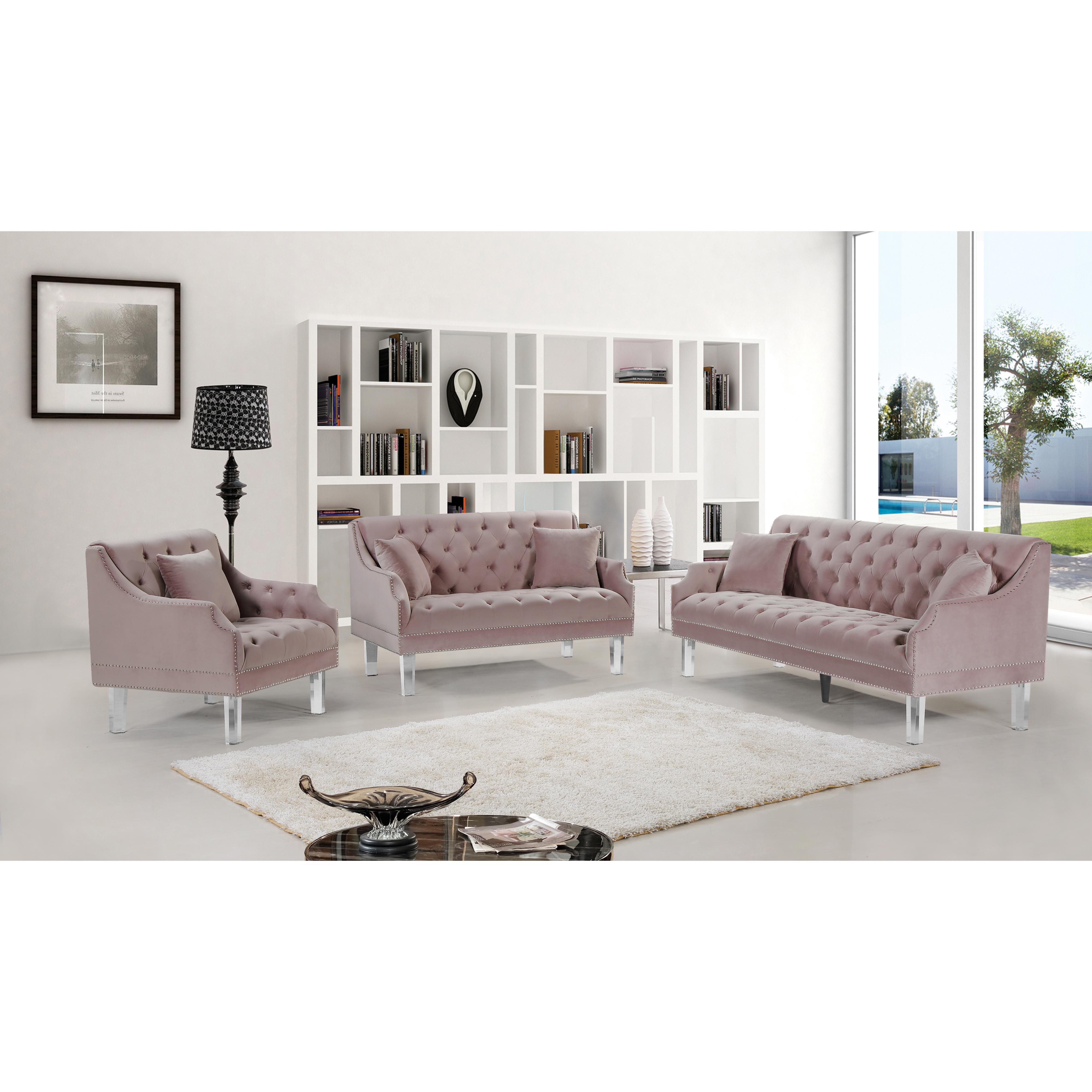 Meridian Roxy Pink Velvet Chair