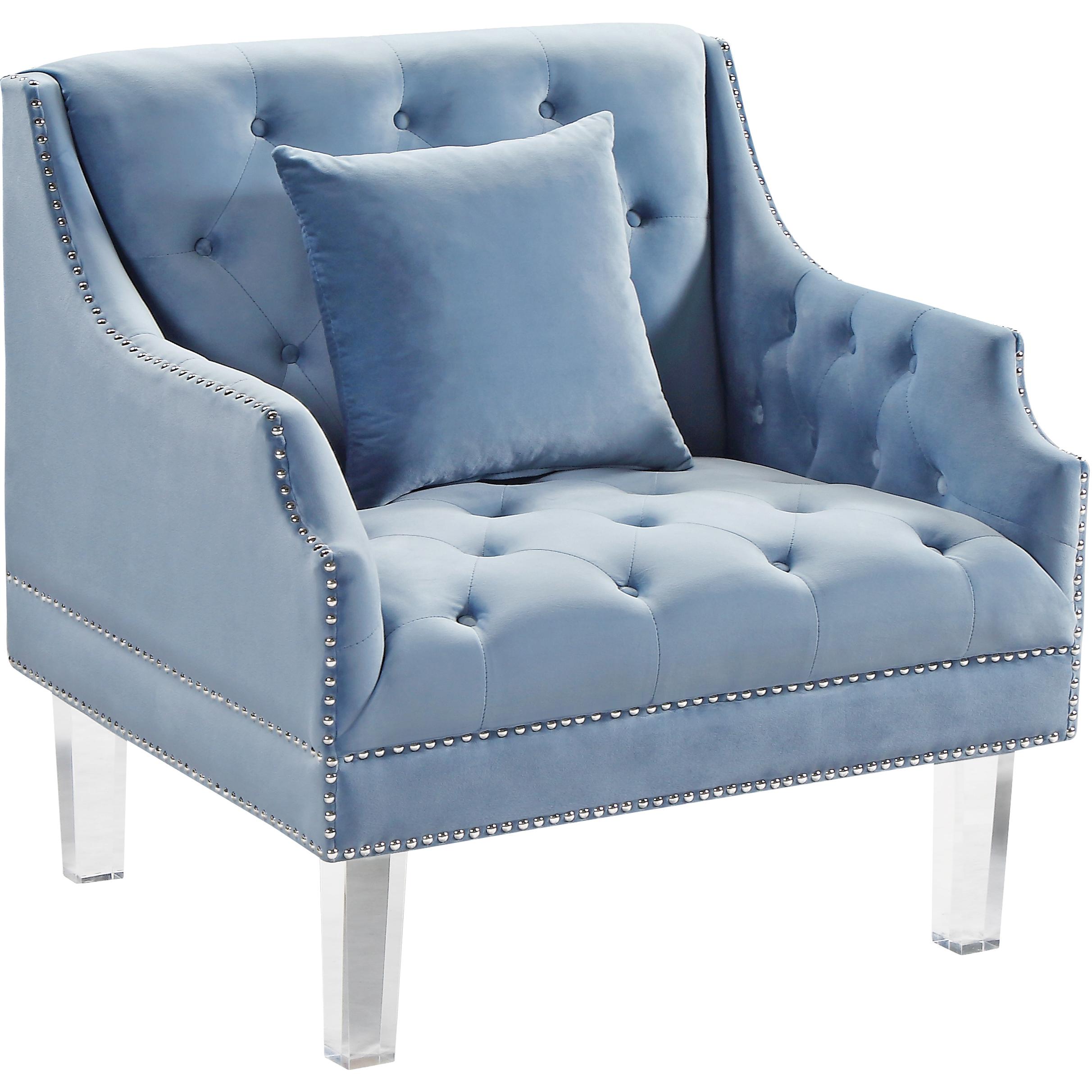 Meridian Roxy Sky Blue Velvet Chair
