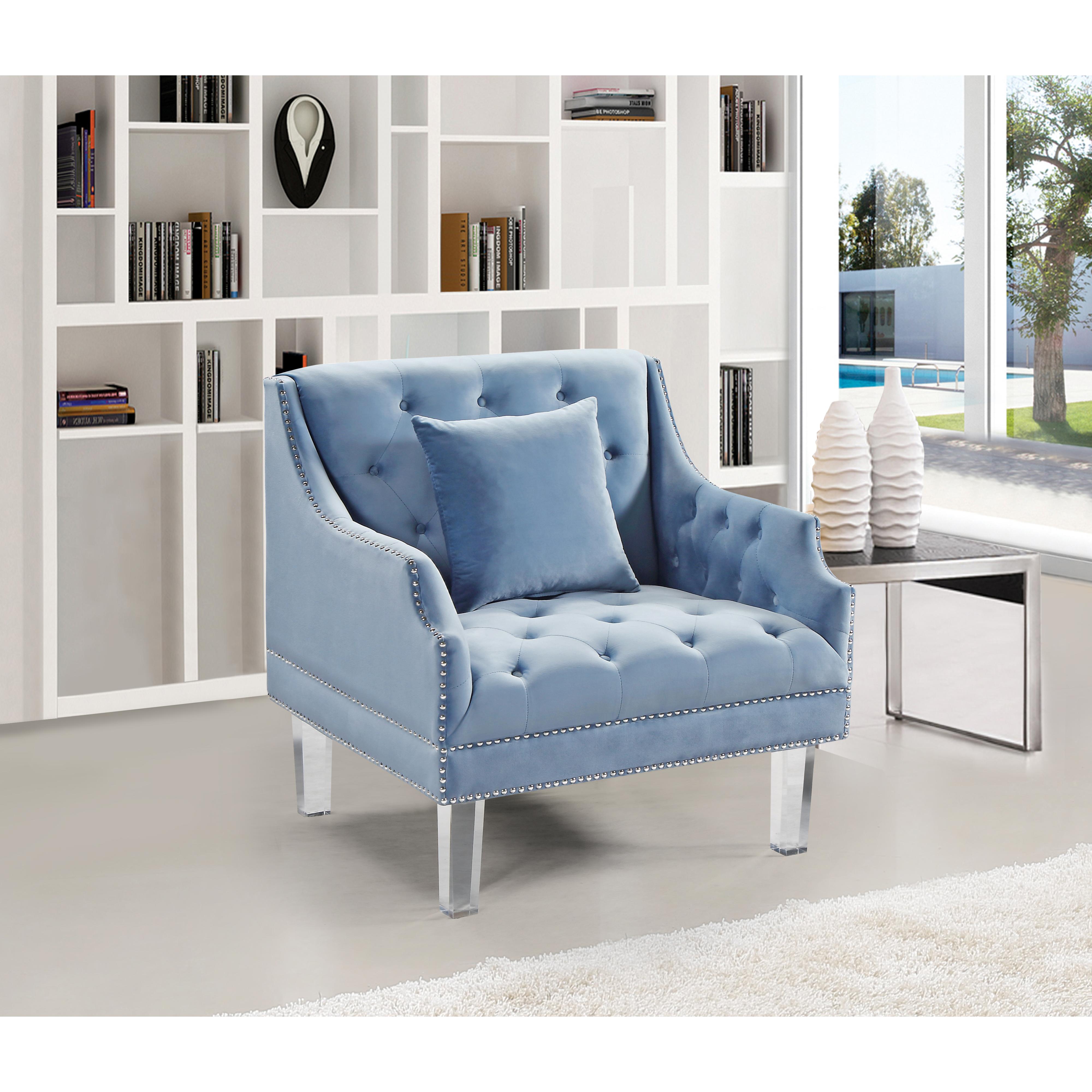 Meridian Roxy Sky Blue Velvet Chair