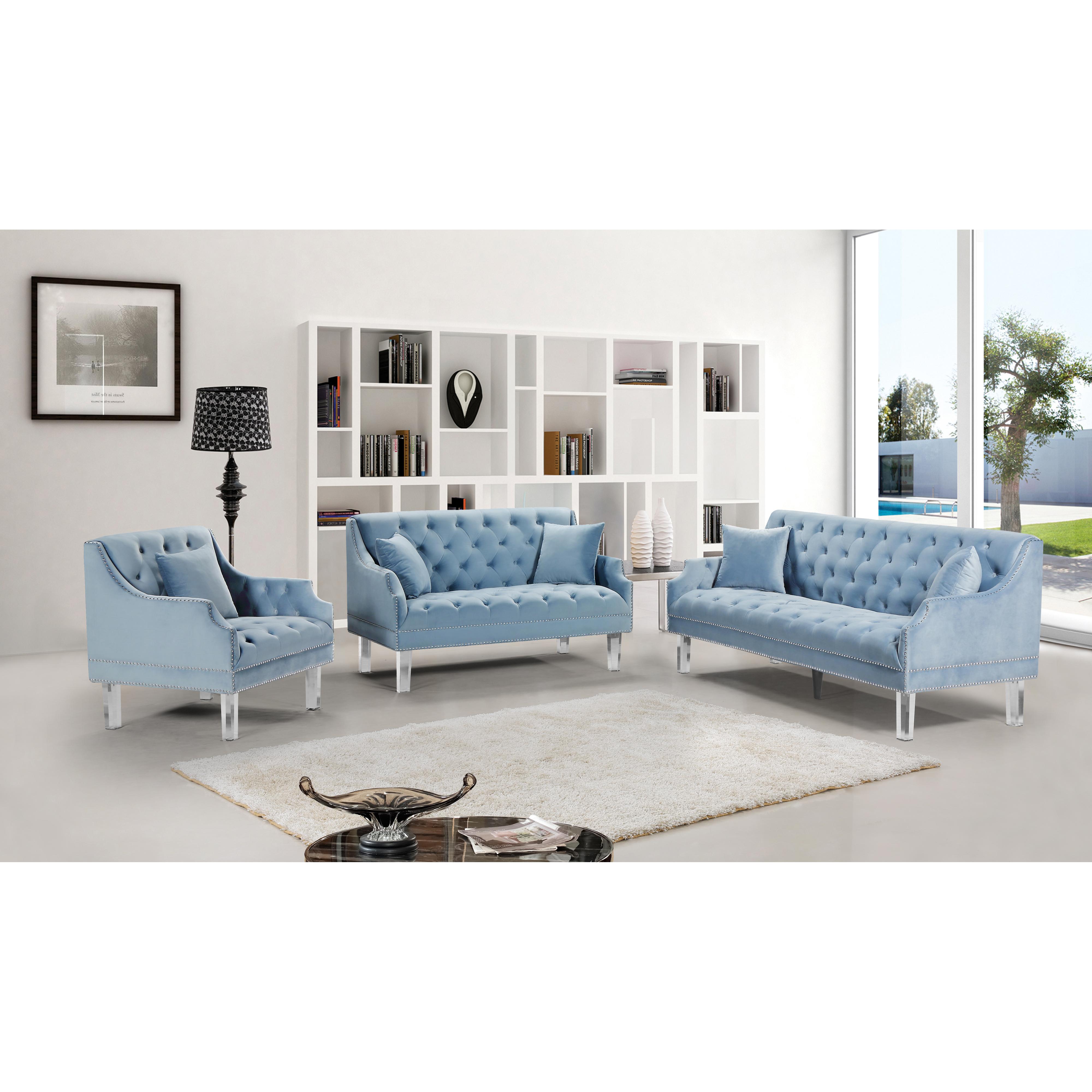 Meridian Roxy Sky Blue Velvet Chair