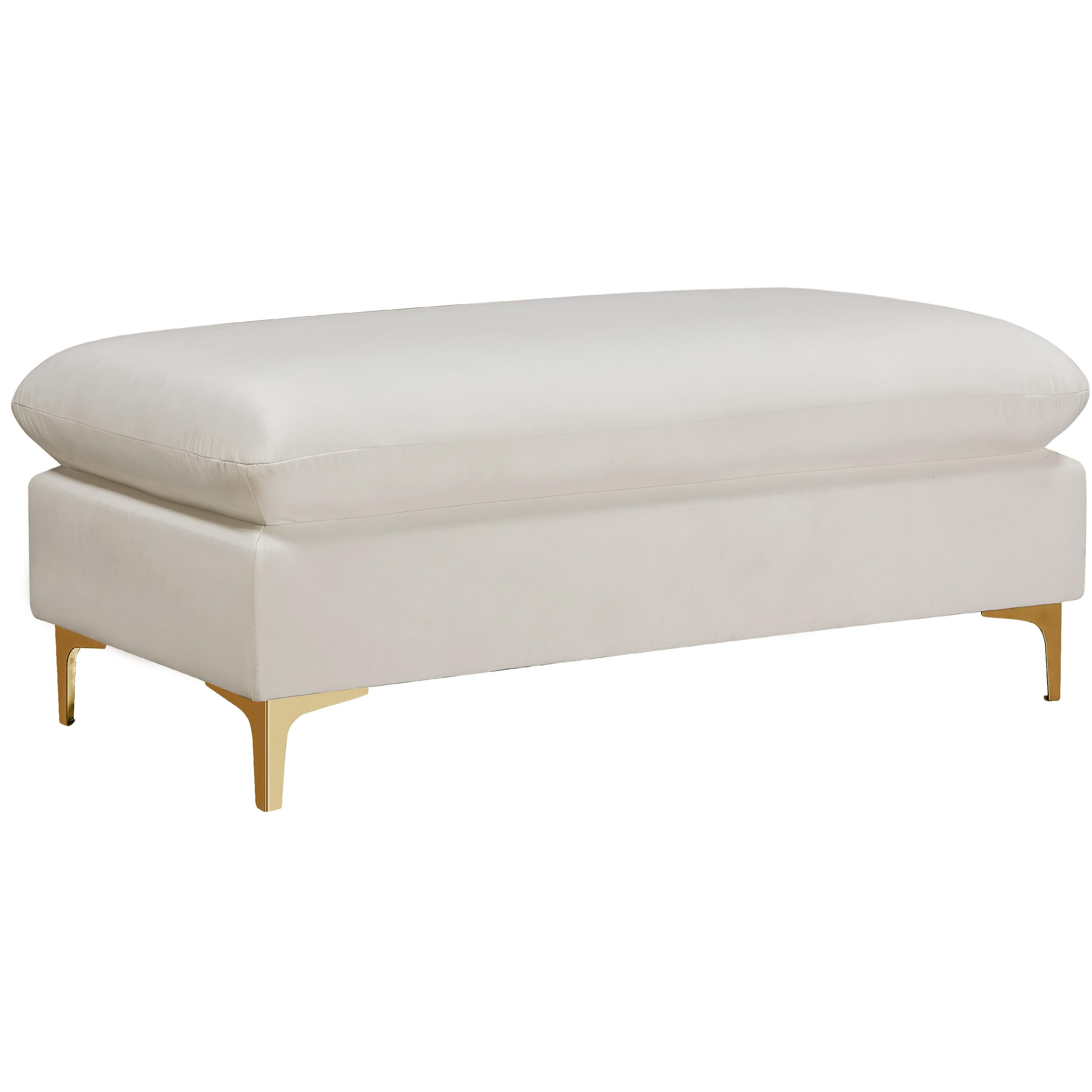Meridian Naomi Cream Velvet Ottoman