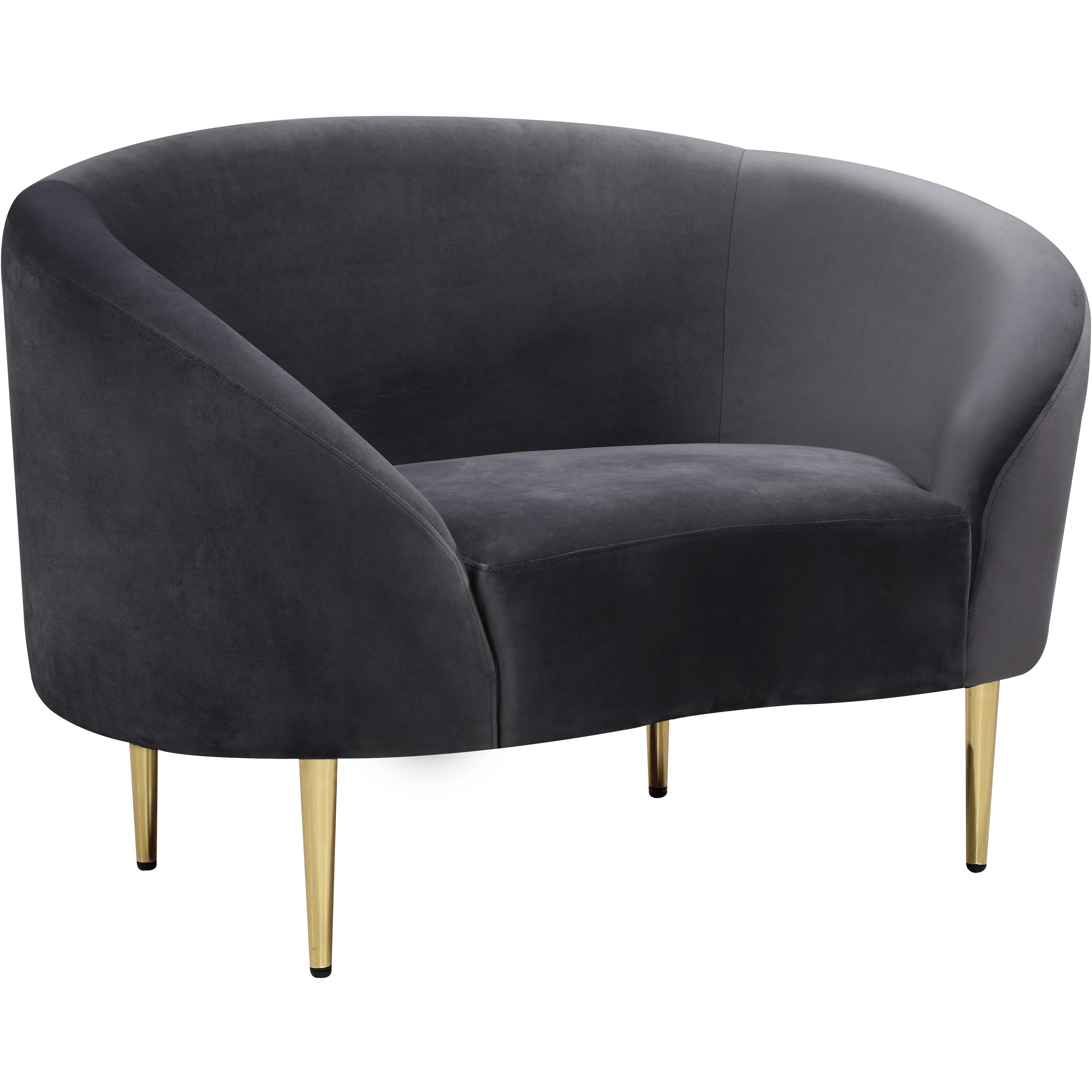 Meridian Ritz Grey Velvet Chair