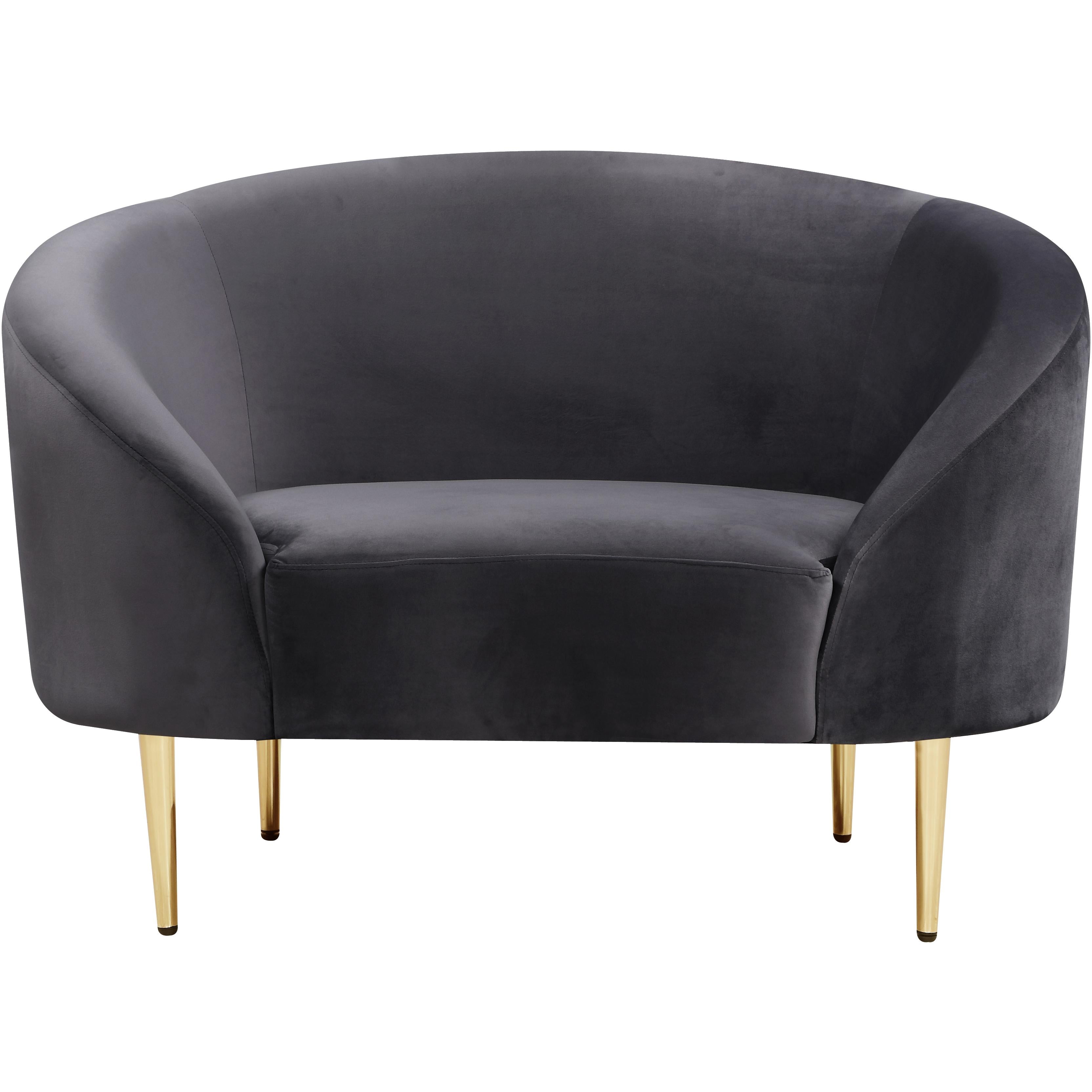 Meridian Ritz Grey Velvet Chair