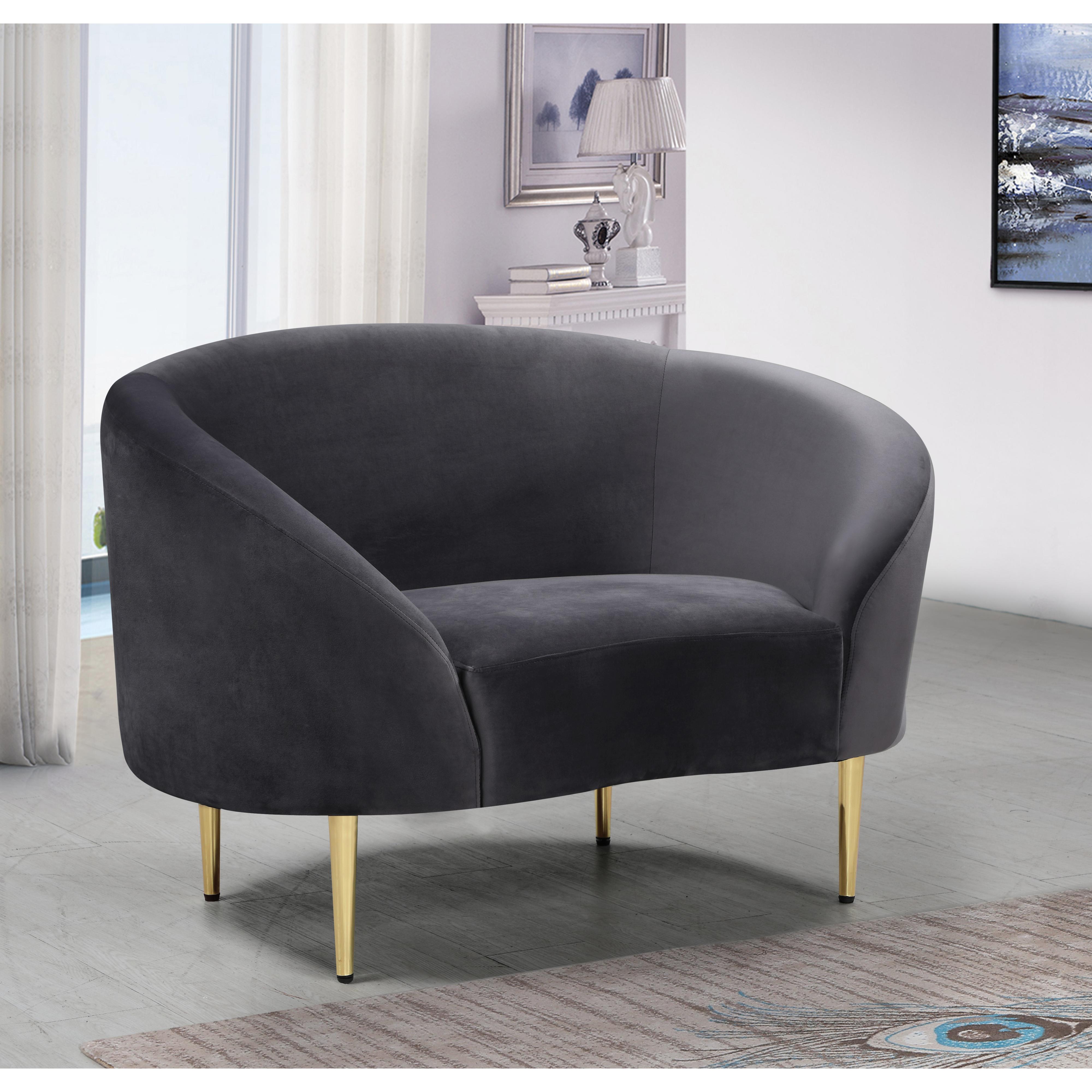 Meridian Ritz Grey Velvet Chair