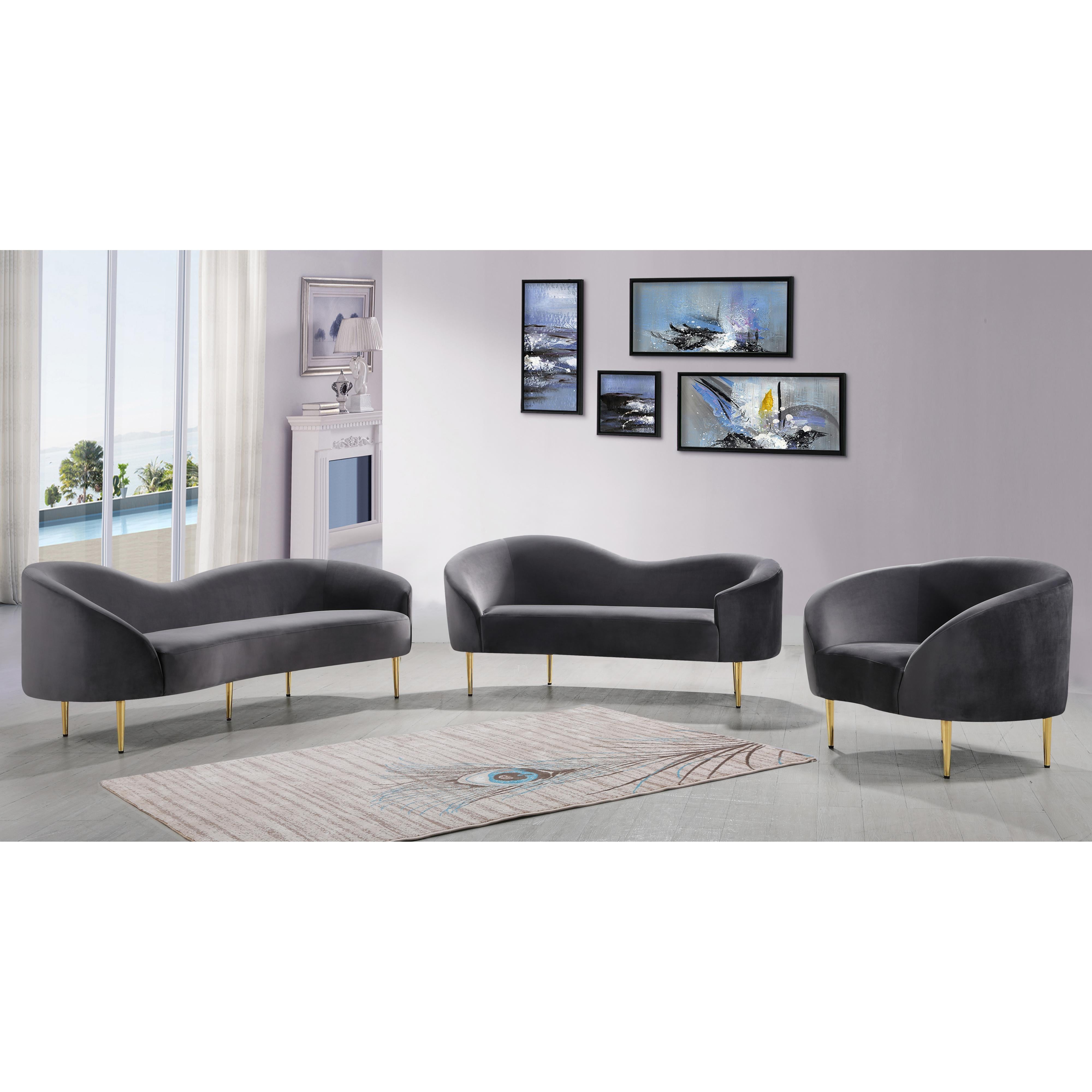 Meridian Ritz Grey Velvet Chair