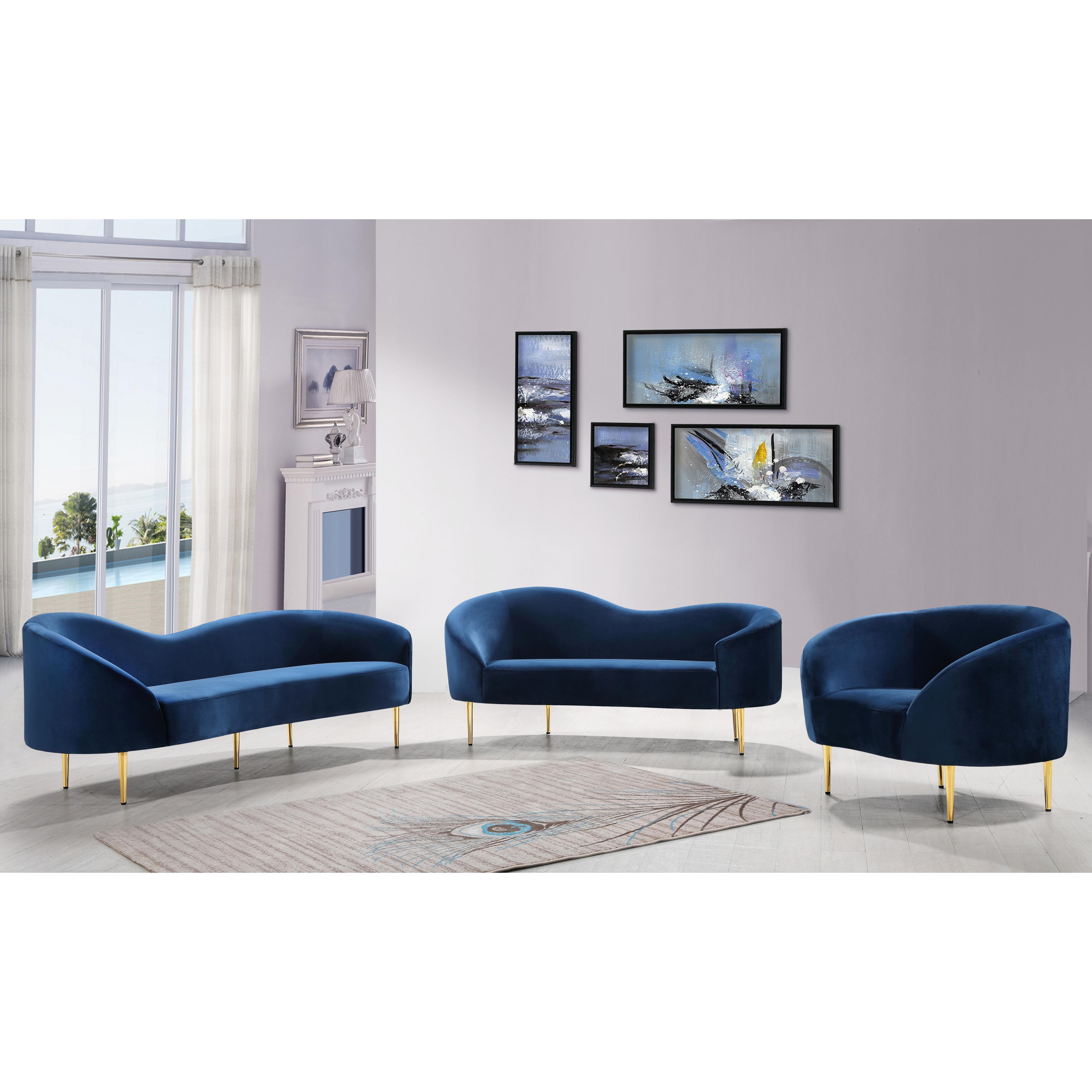 Meridian Ritz Navy Velvet Chair