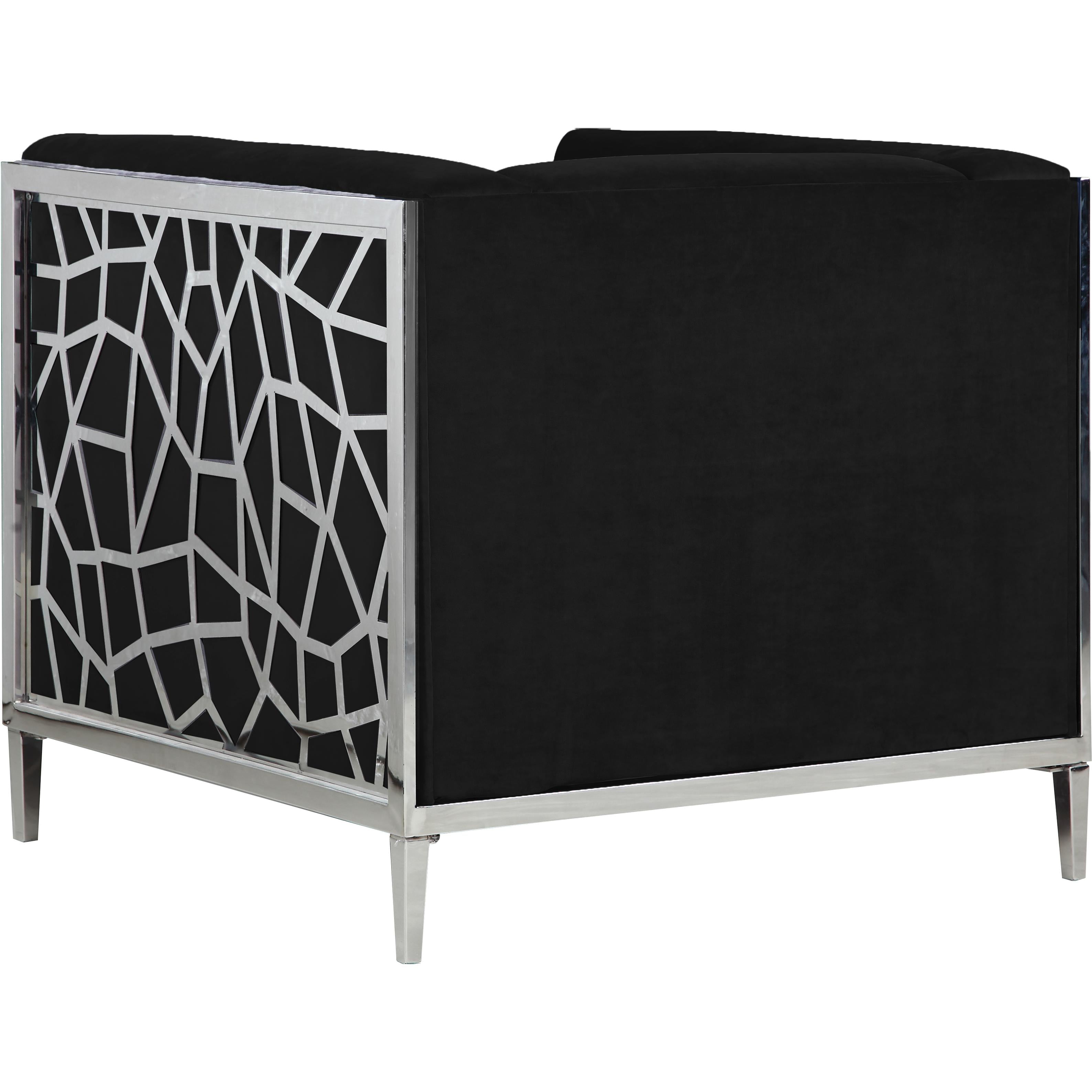 Meridian Opal Black Velvet Chair