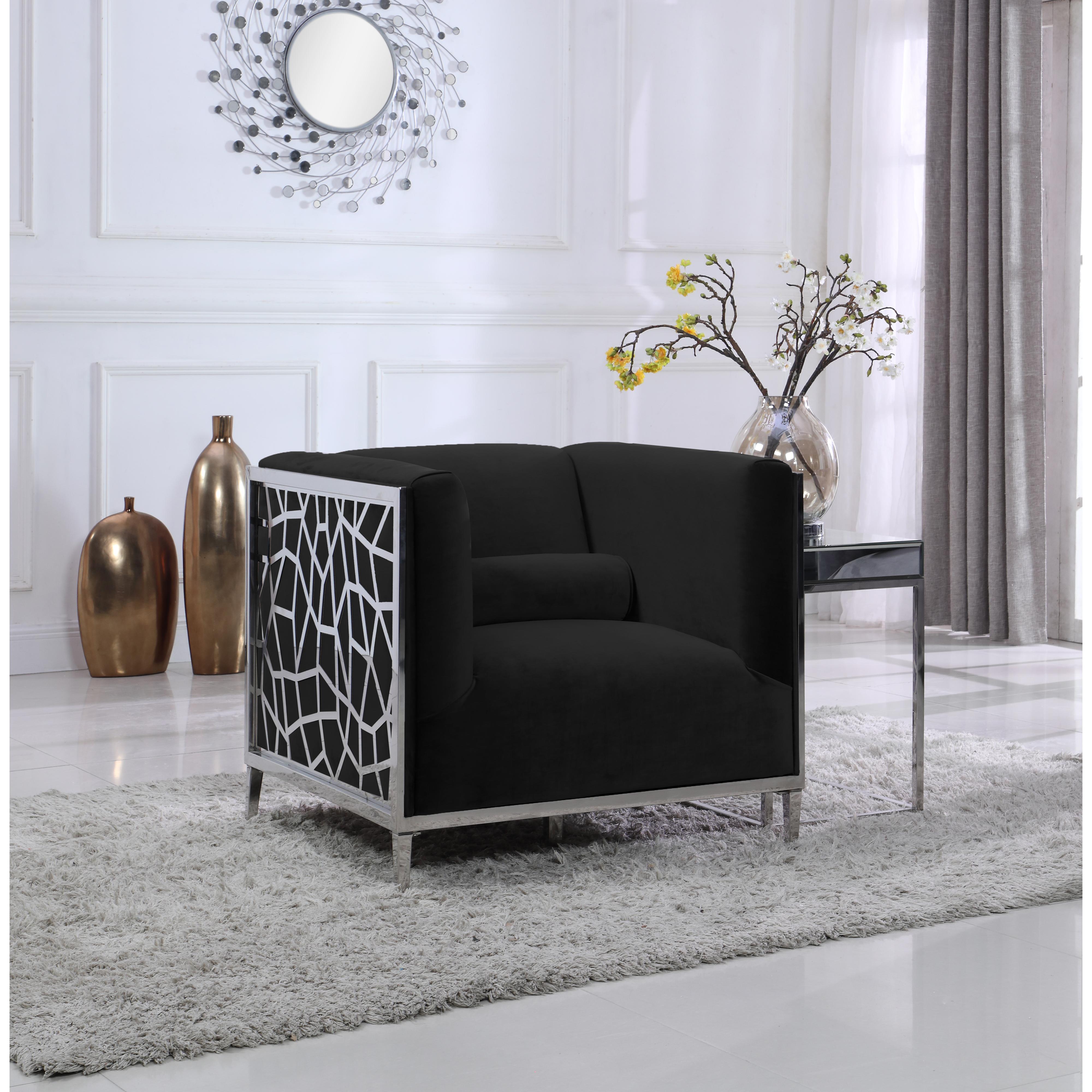 Meridian Opal Black Velvet Chair