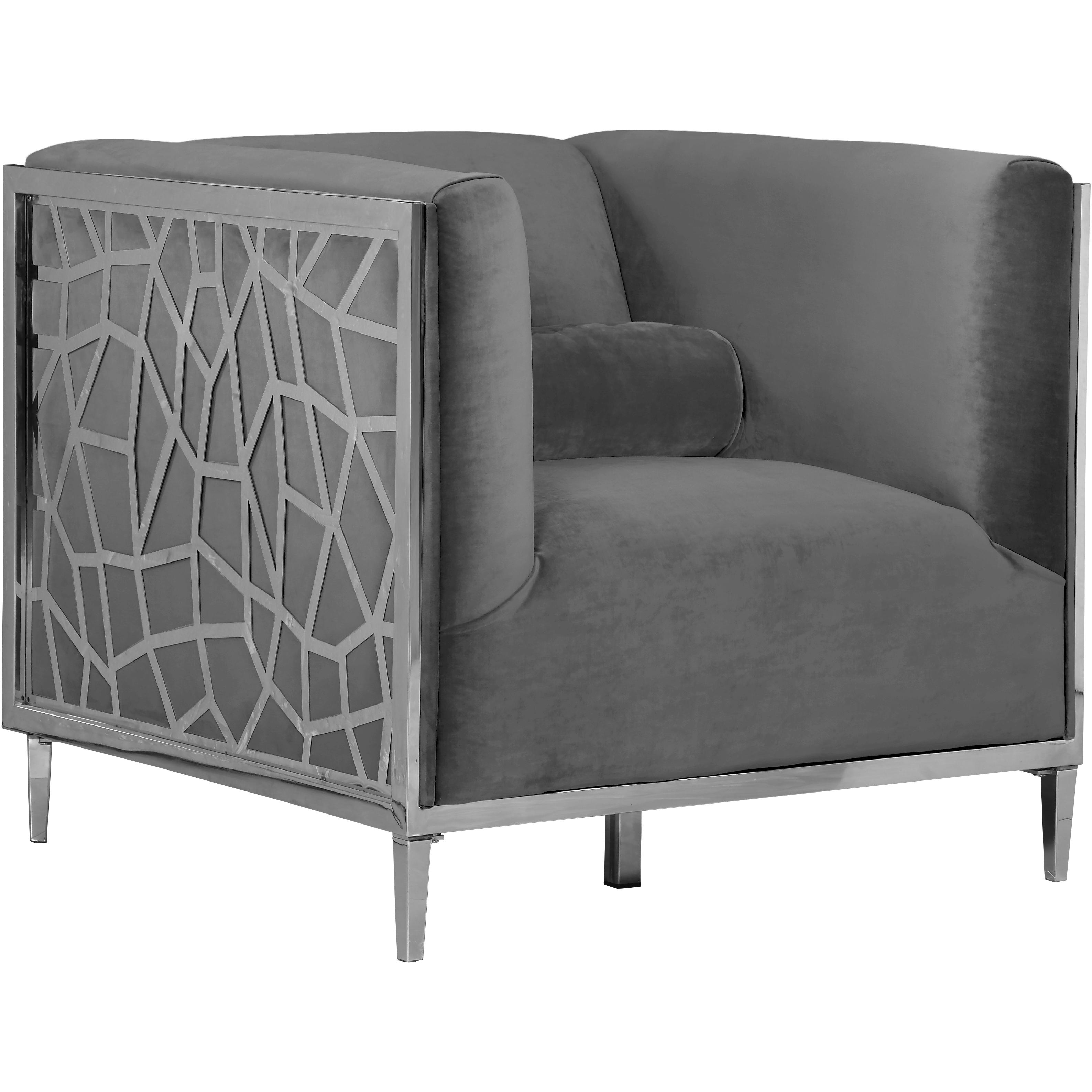 Meridian Opal Grey Velvet Chair