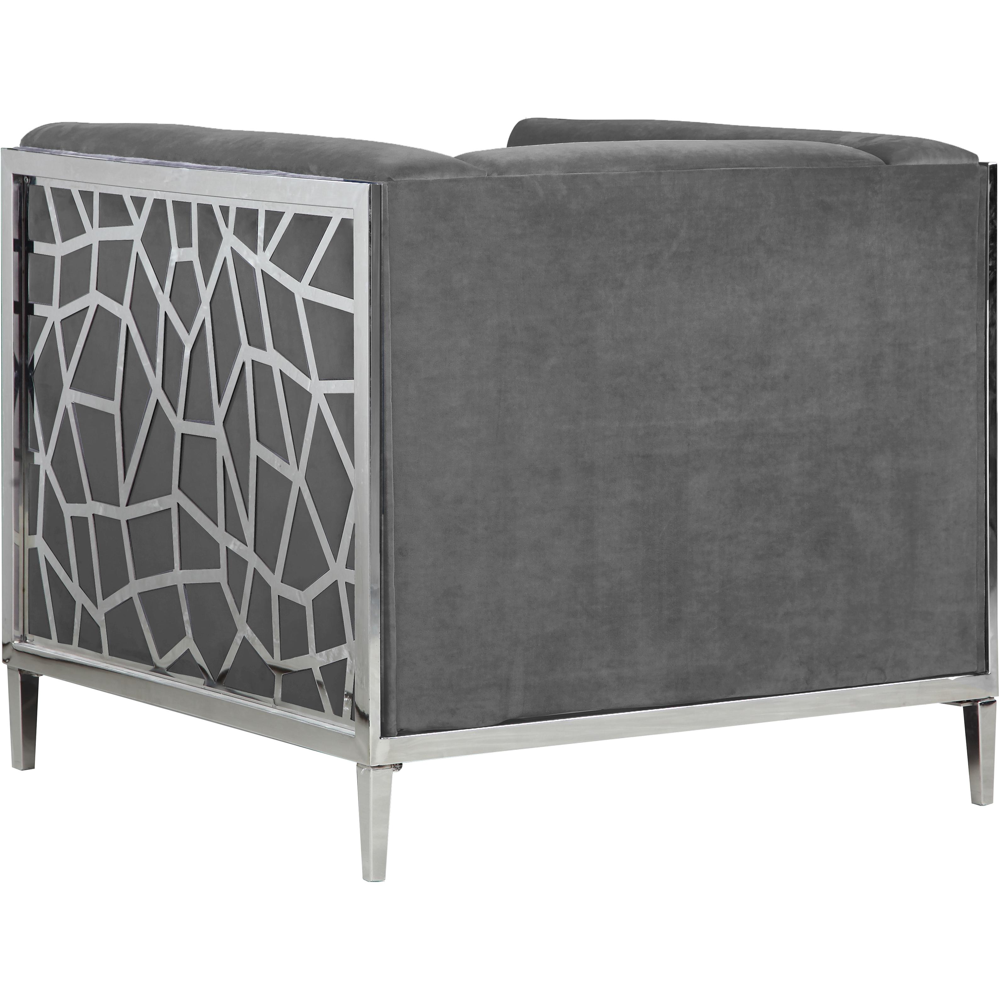 Meridian Opal Grey Velvet Chair