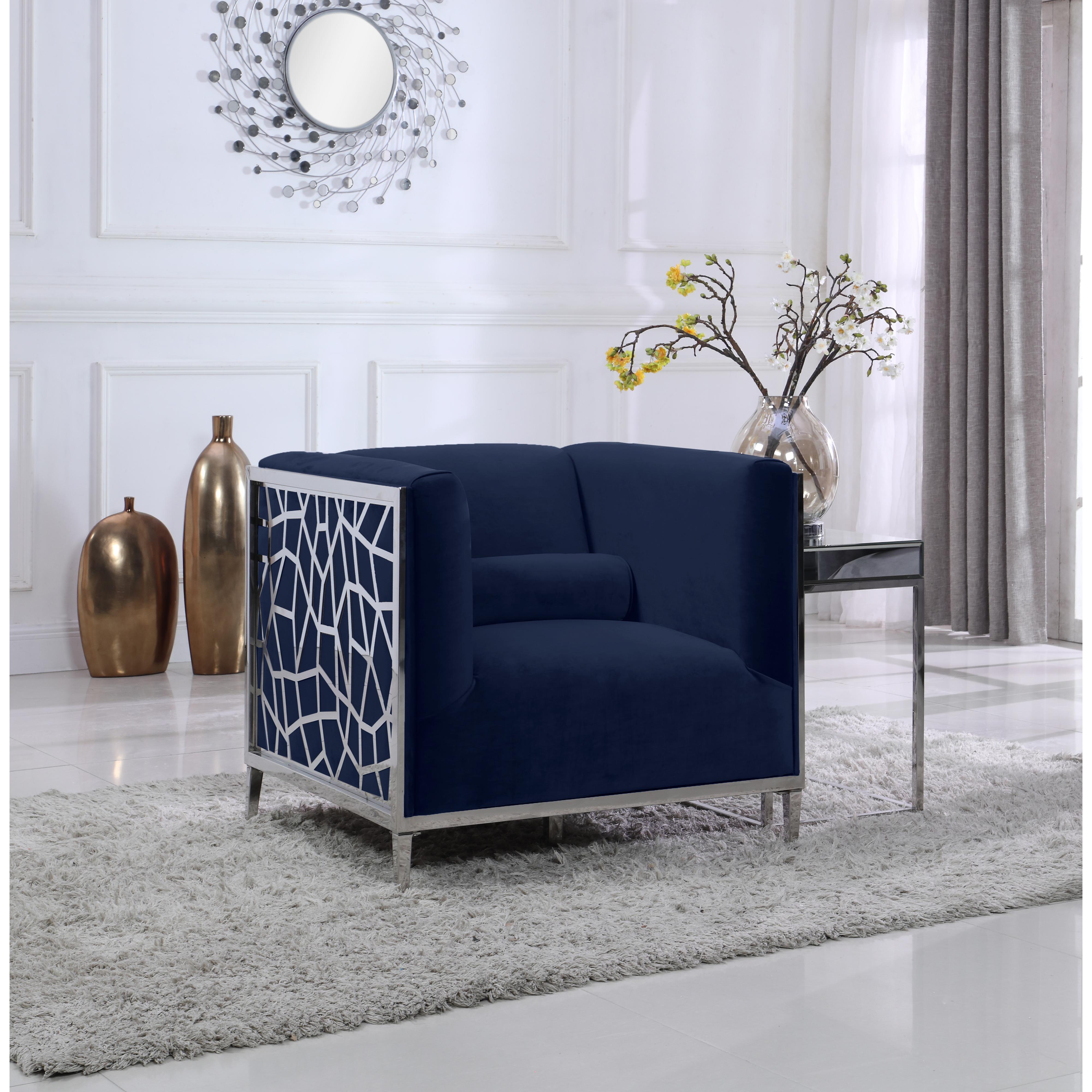 Meridian Opal Navy Velvet Chair
