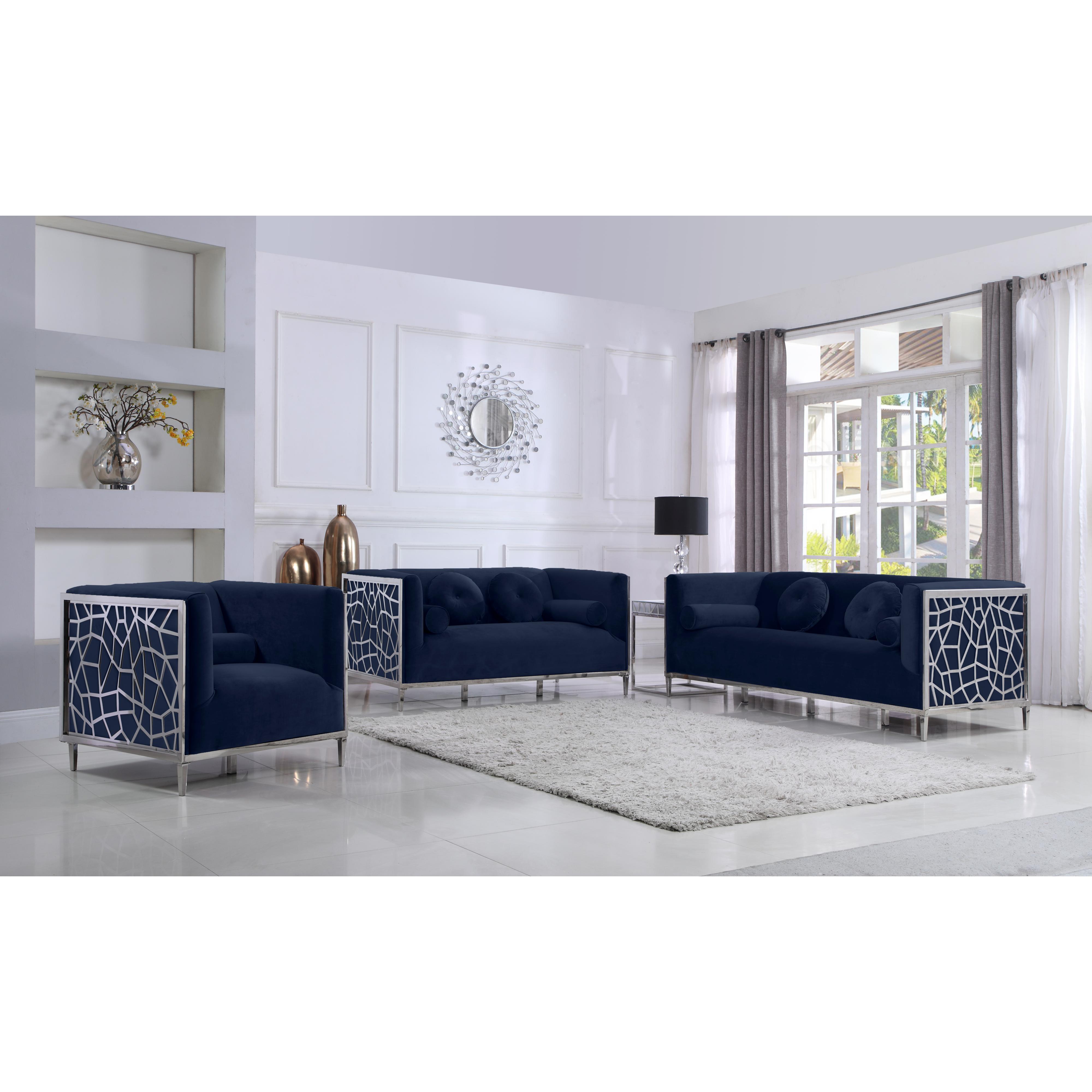 Meridian Opal Navy Velvet Chair