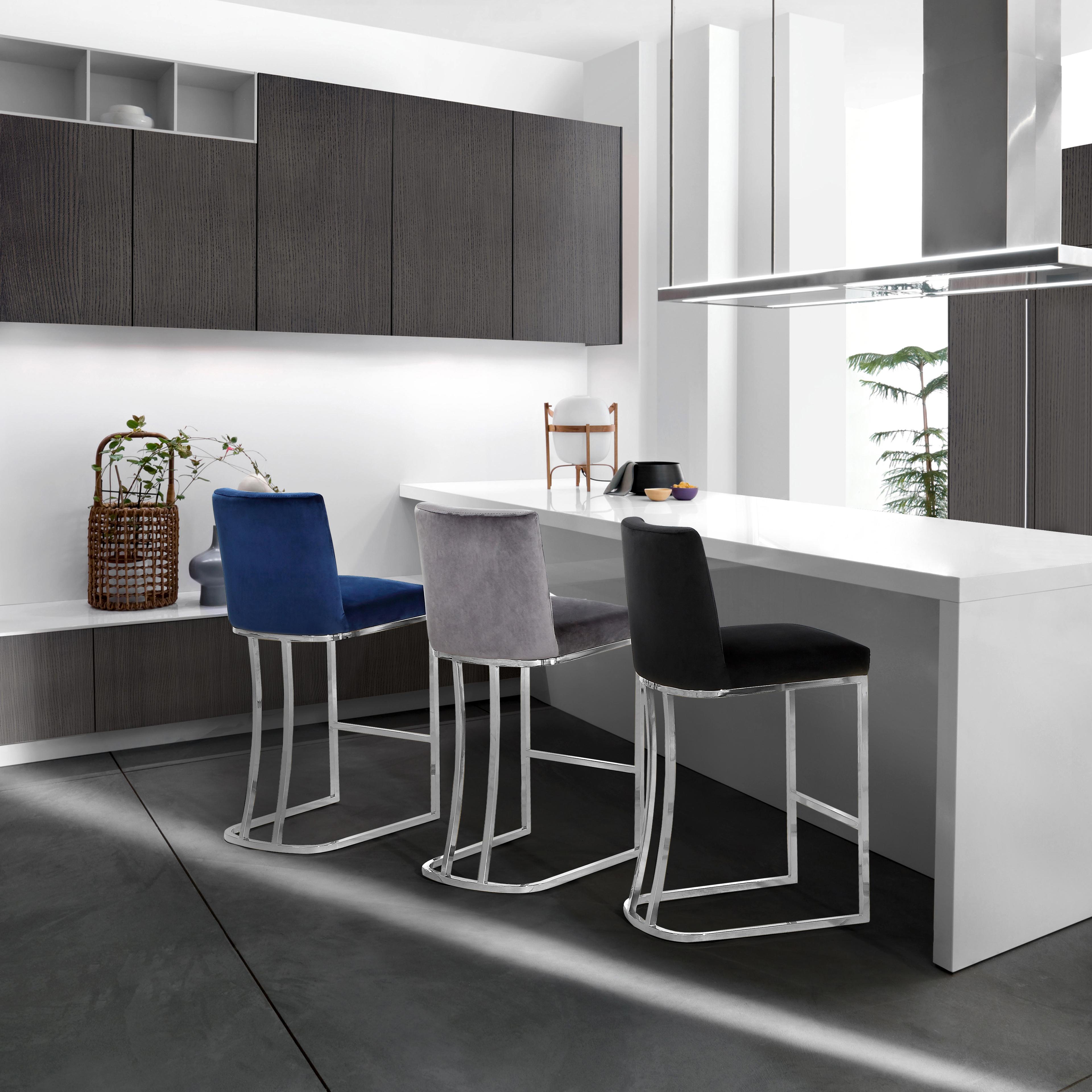 Meridian Heidi Black Velvet Stool
